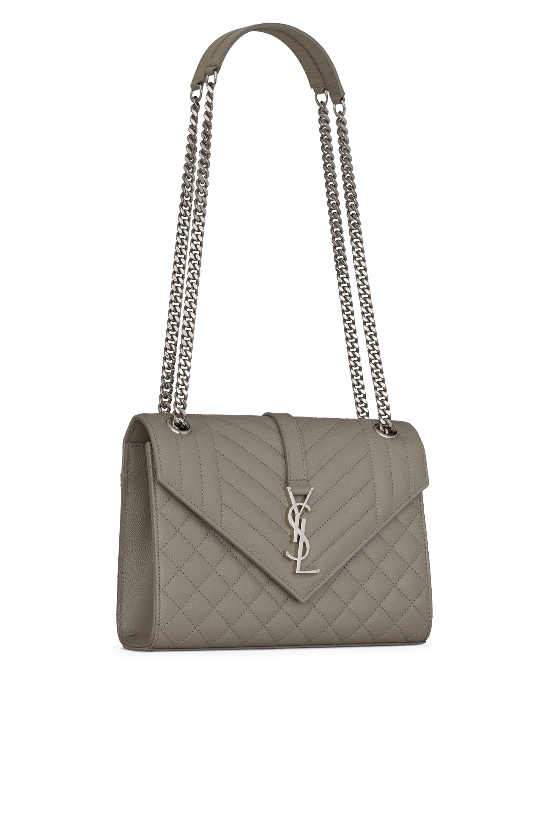 حقيبة متوسطة على شكل ظرف جلد حبيبي بتصميم مبطن