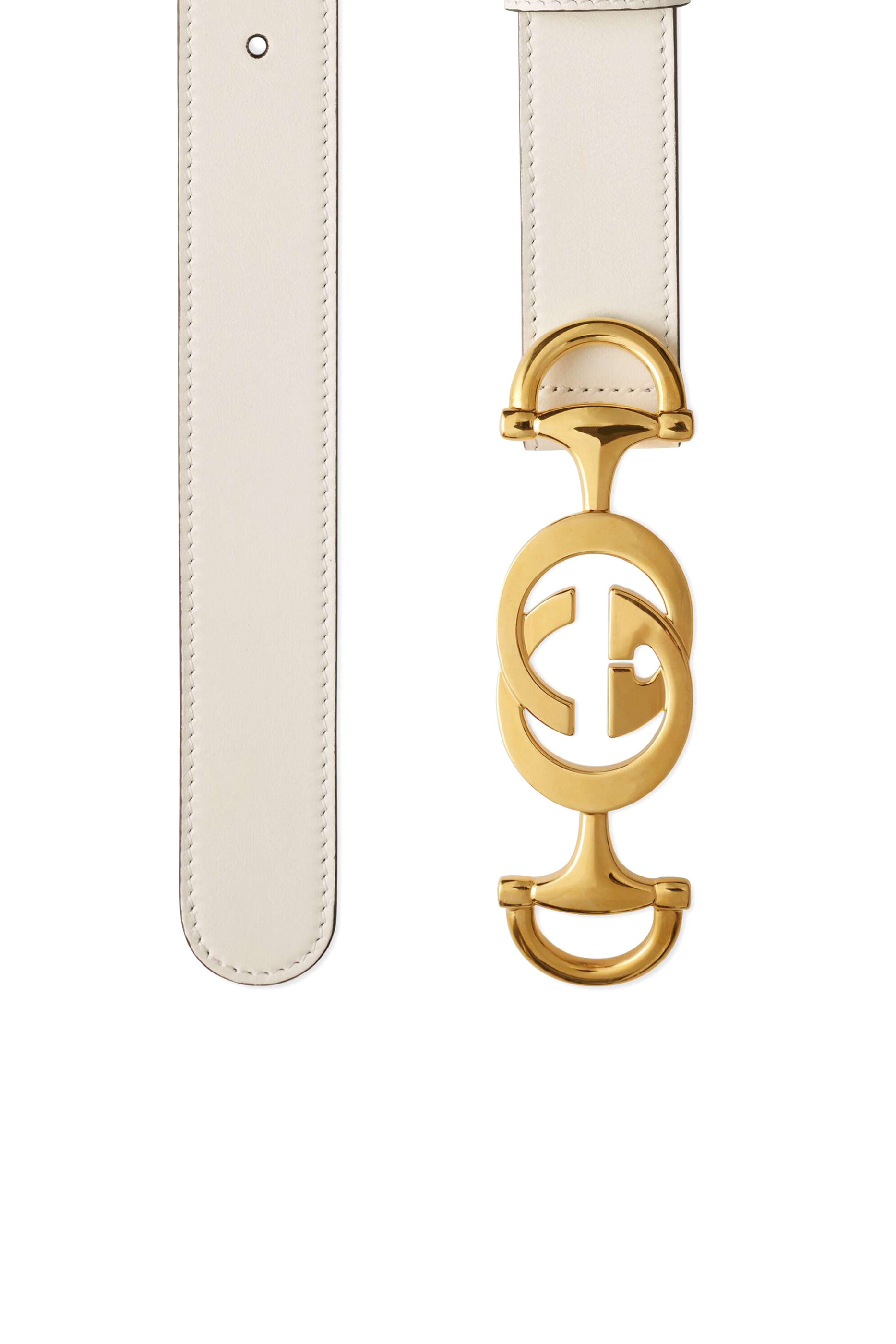 حزام جلد بإبزيم على شكل لجام الحصان