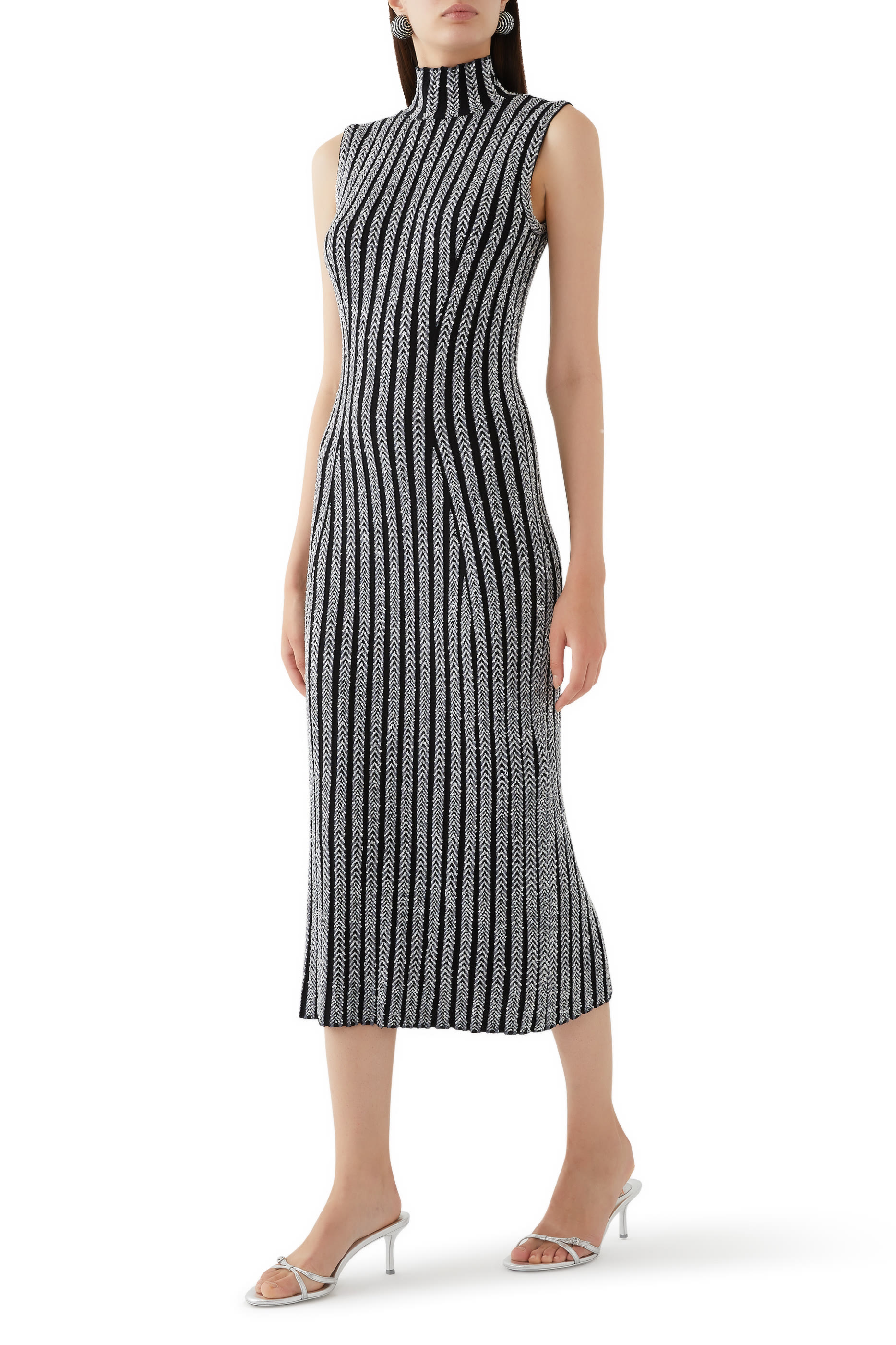 فستان منسوج محاك سادة مزين بترتر