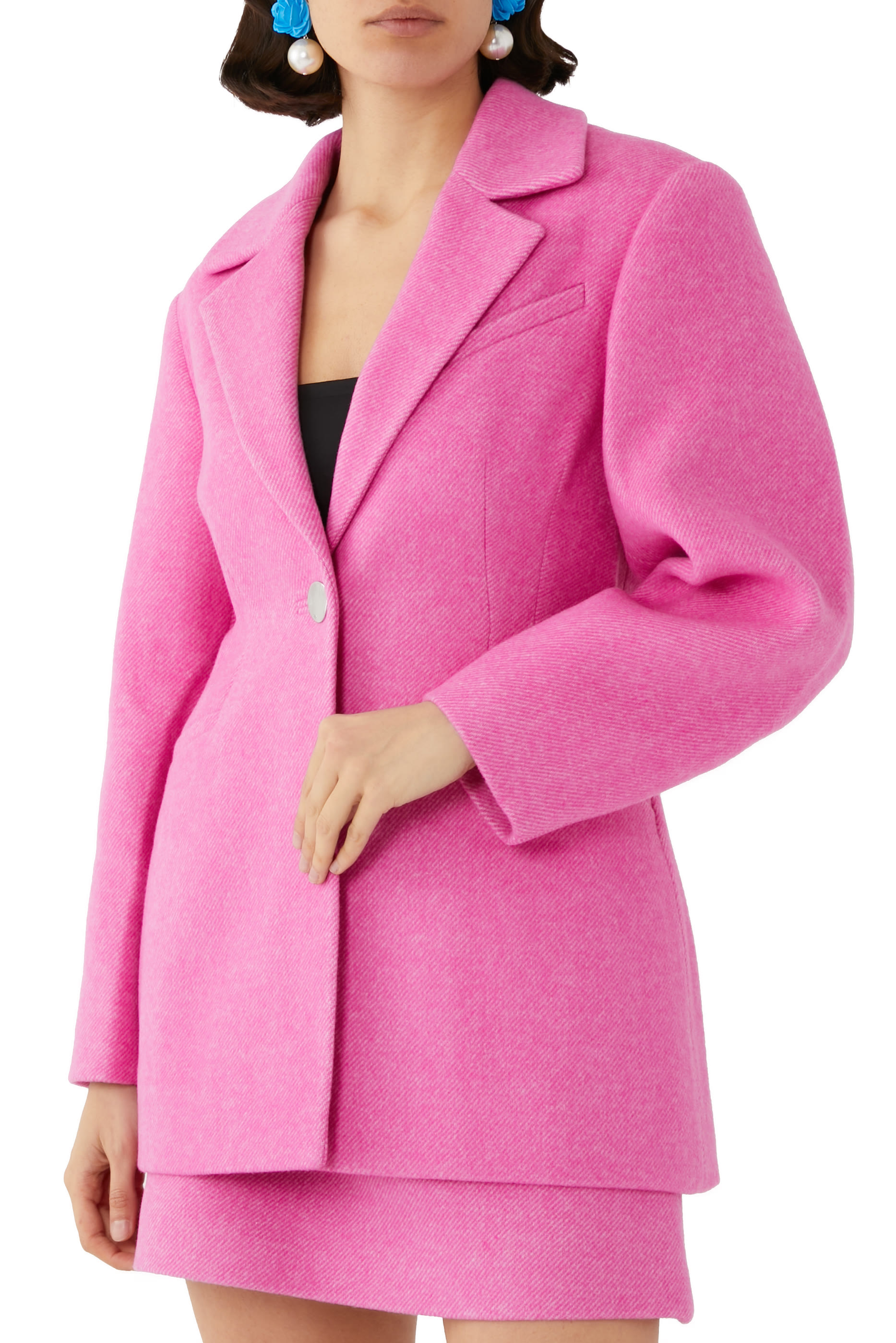 بليزر بدلة بقصة مناسبة للجسم تويل صوف