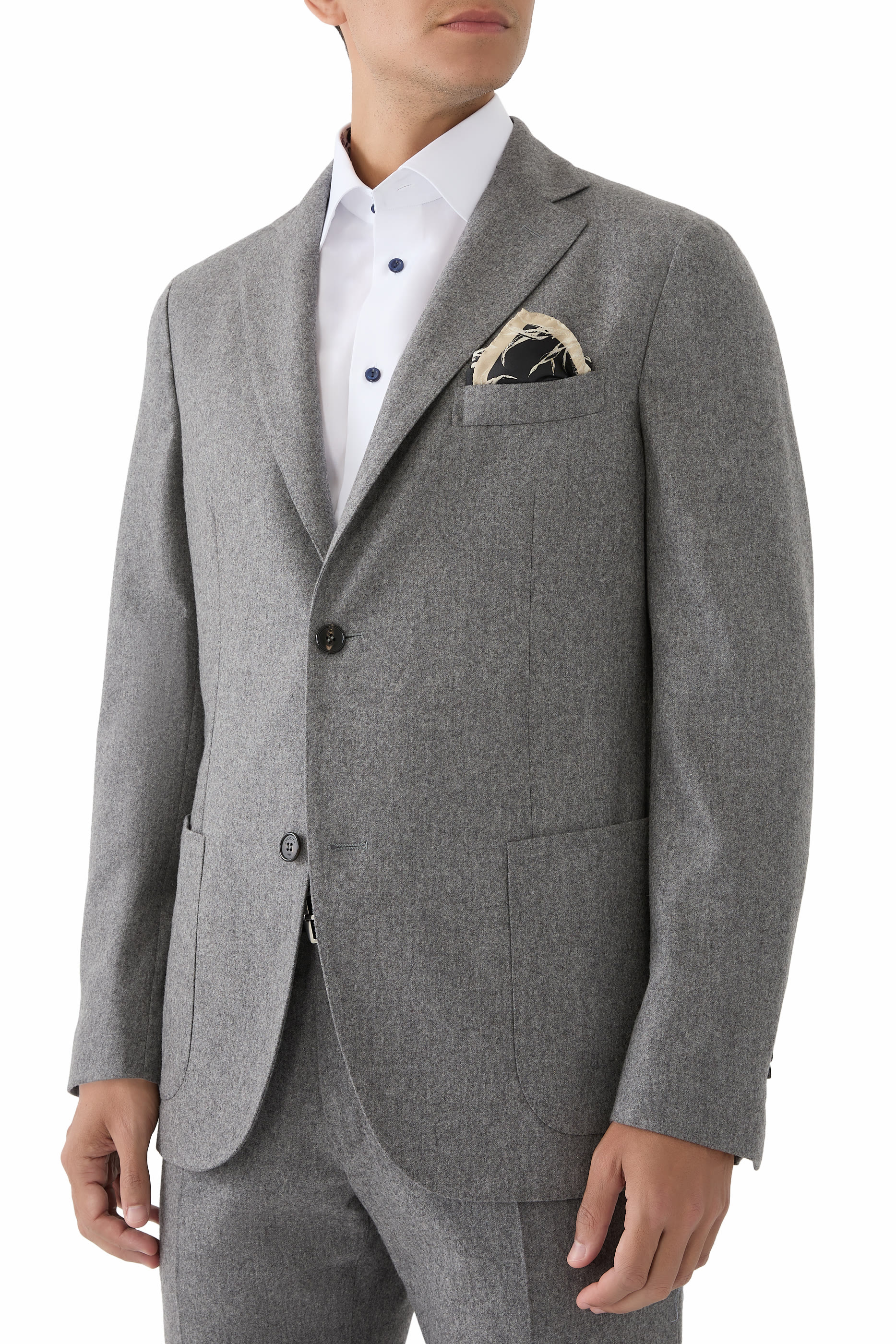 منديل جيب مربع بنقشة زهور حرير