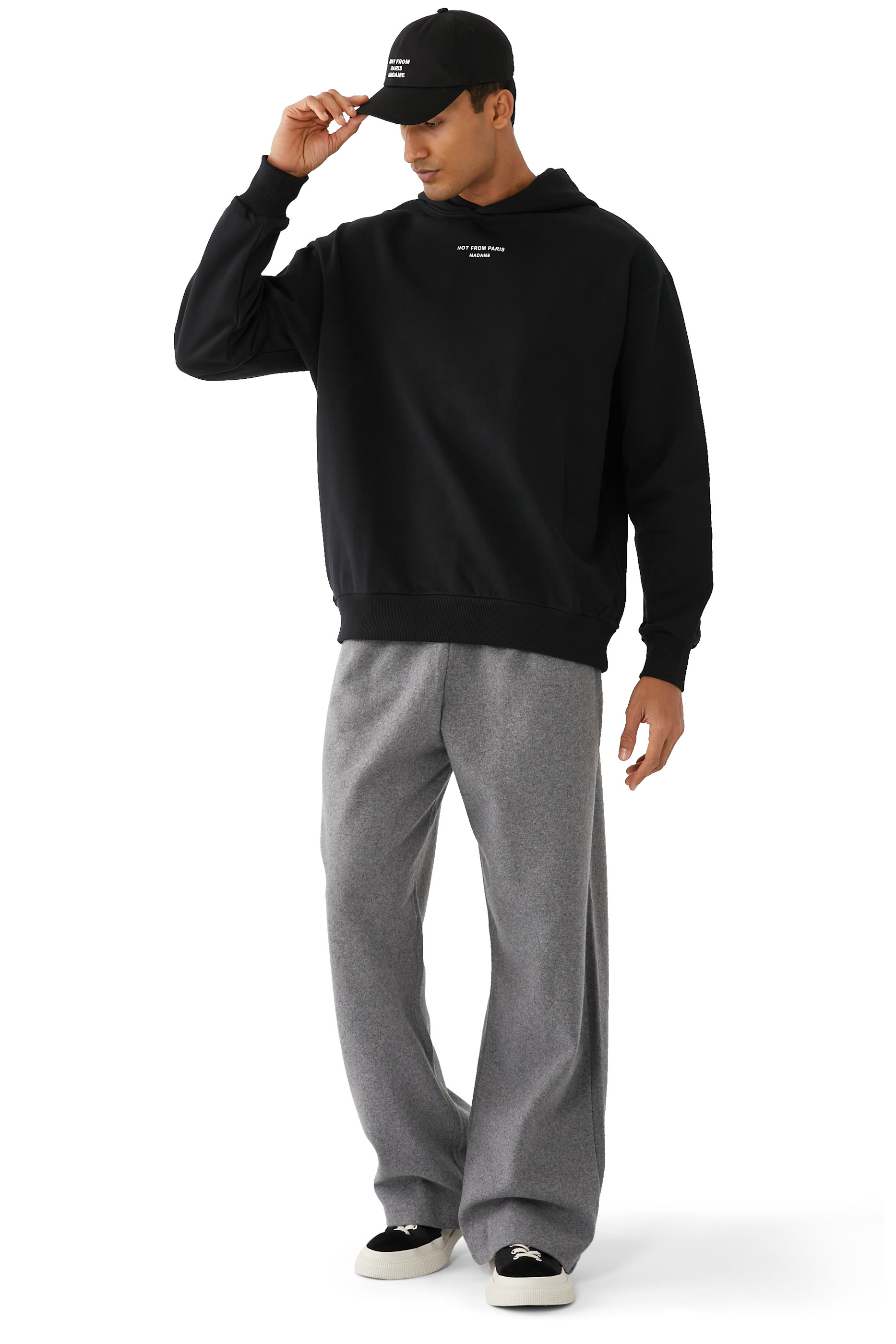 سويت شيرت بغطاء رأس كلاسيكي بعبارة نصية