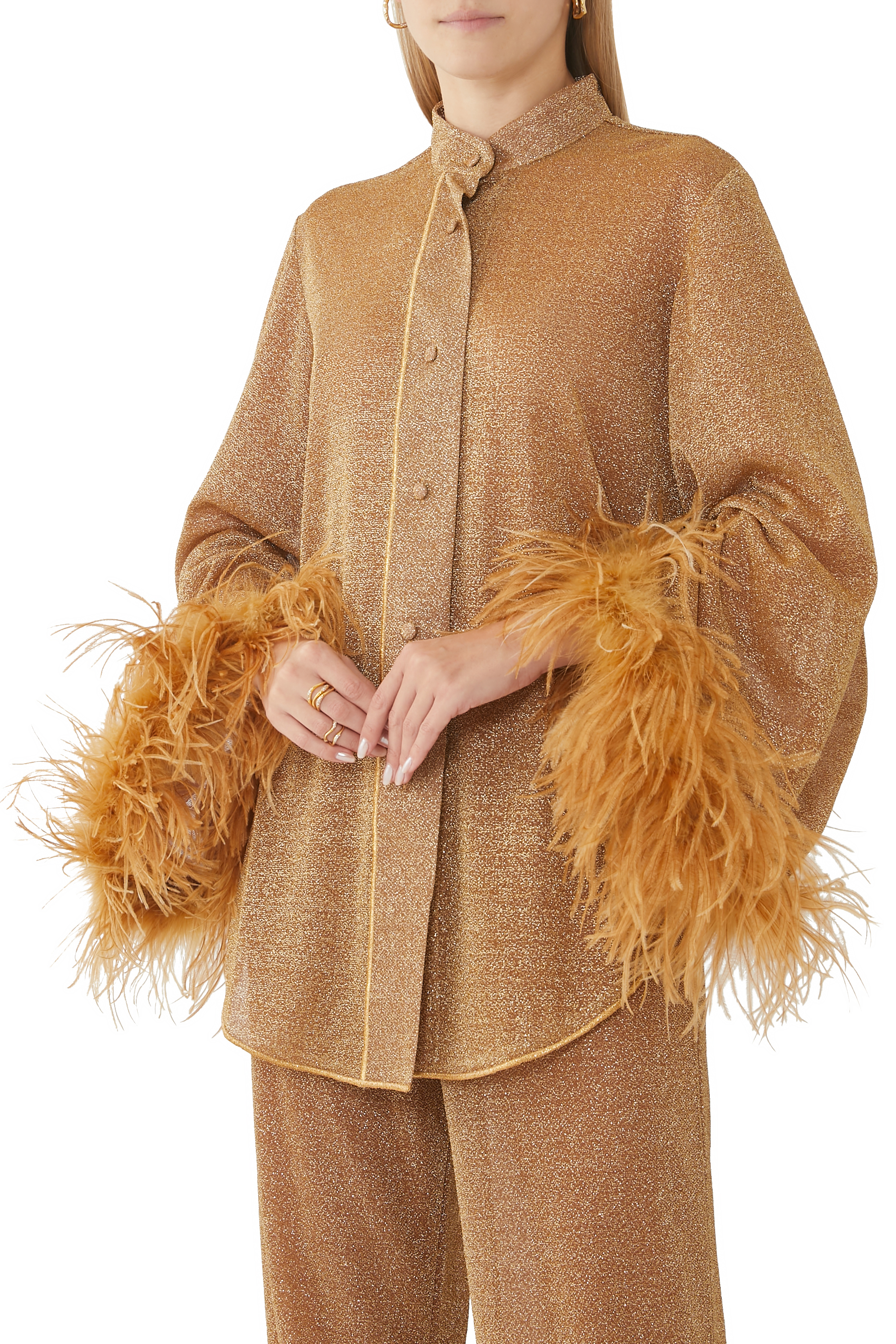 قميص لوميير بحواف مزينة بالريش