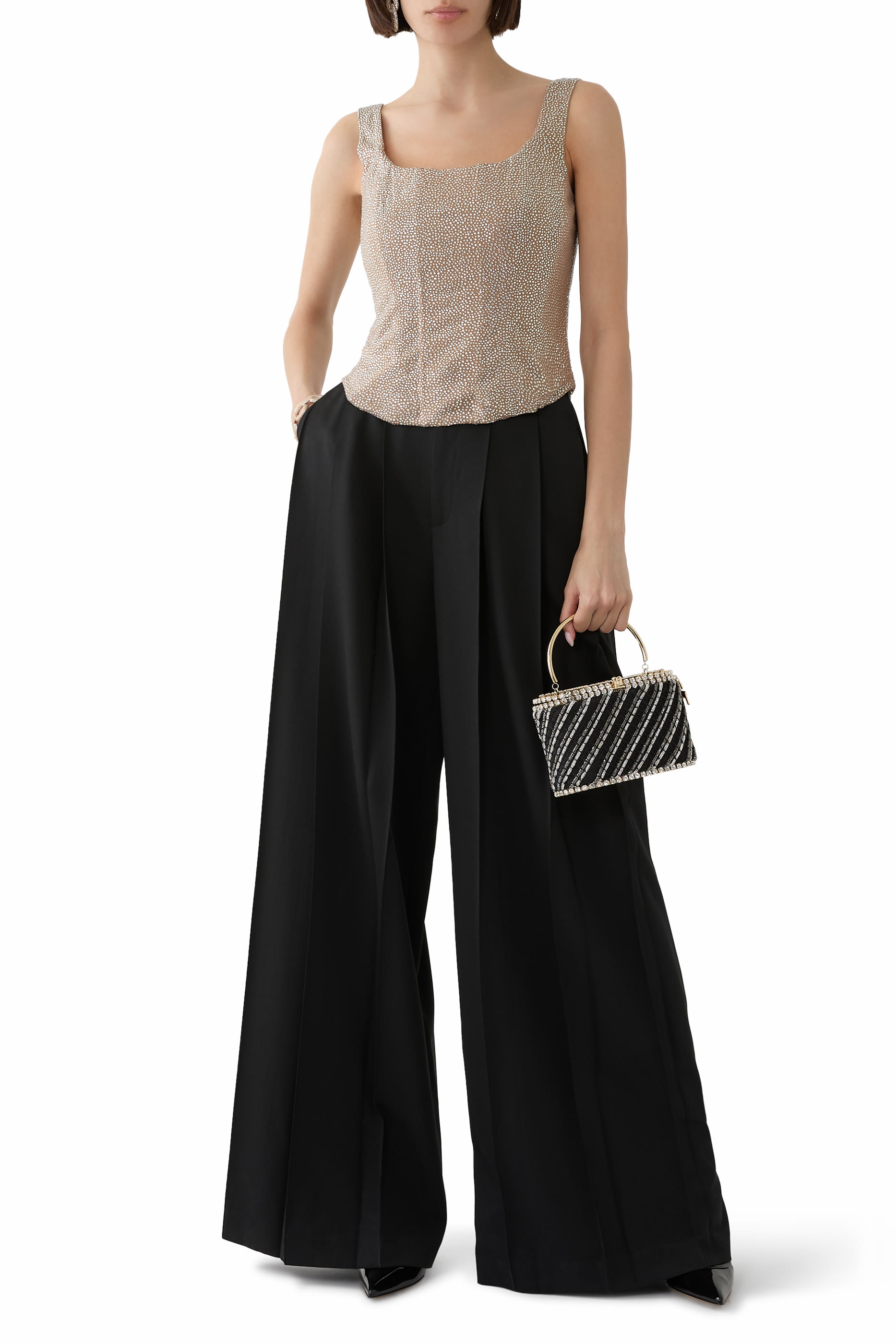 بلوزة بنمط مشد بكريستال