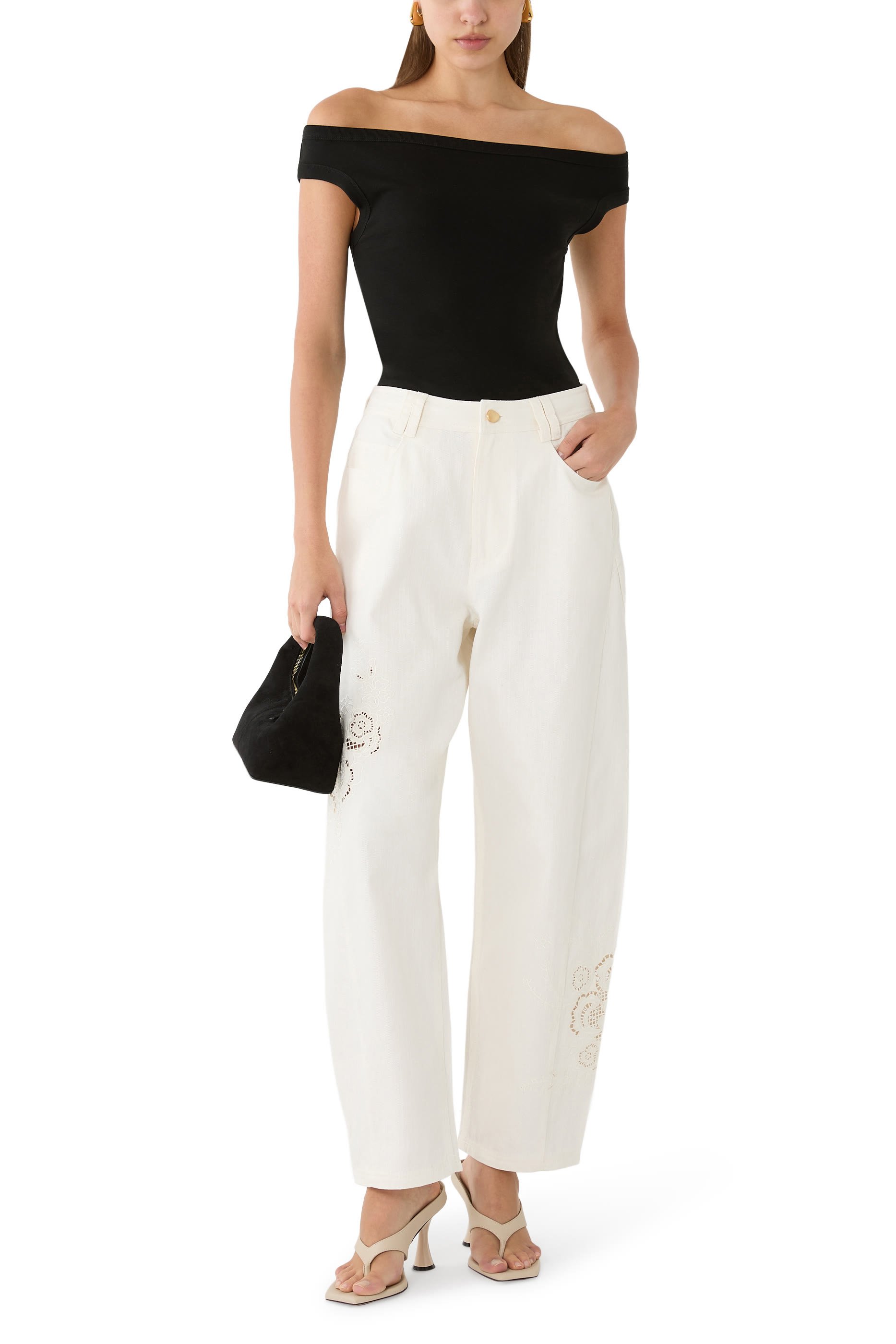 بلوزة بأكتاف مكشوفة قطن عضوي