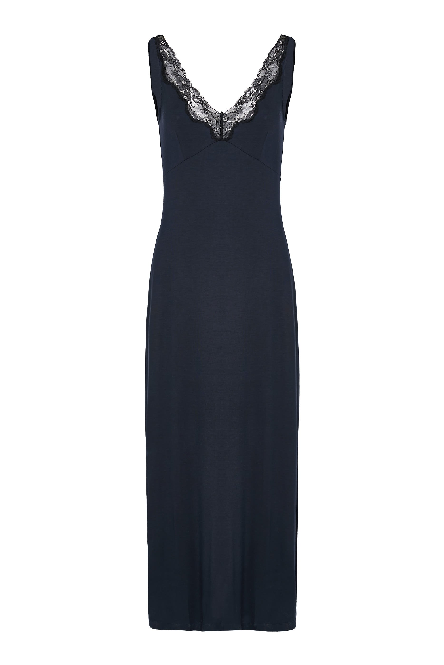  فستان نوم طويل بتفاصيل دانتيل جيرسيه