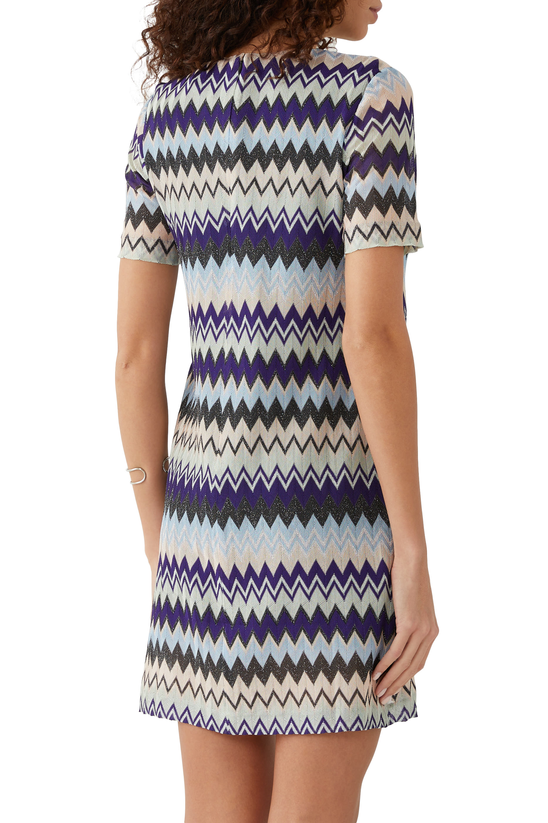 فستان قصير راشيل بنقشة خطوط متعرجة