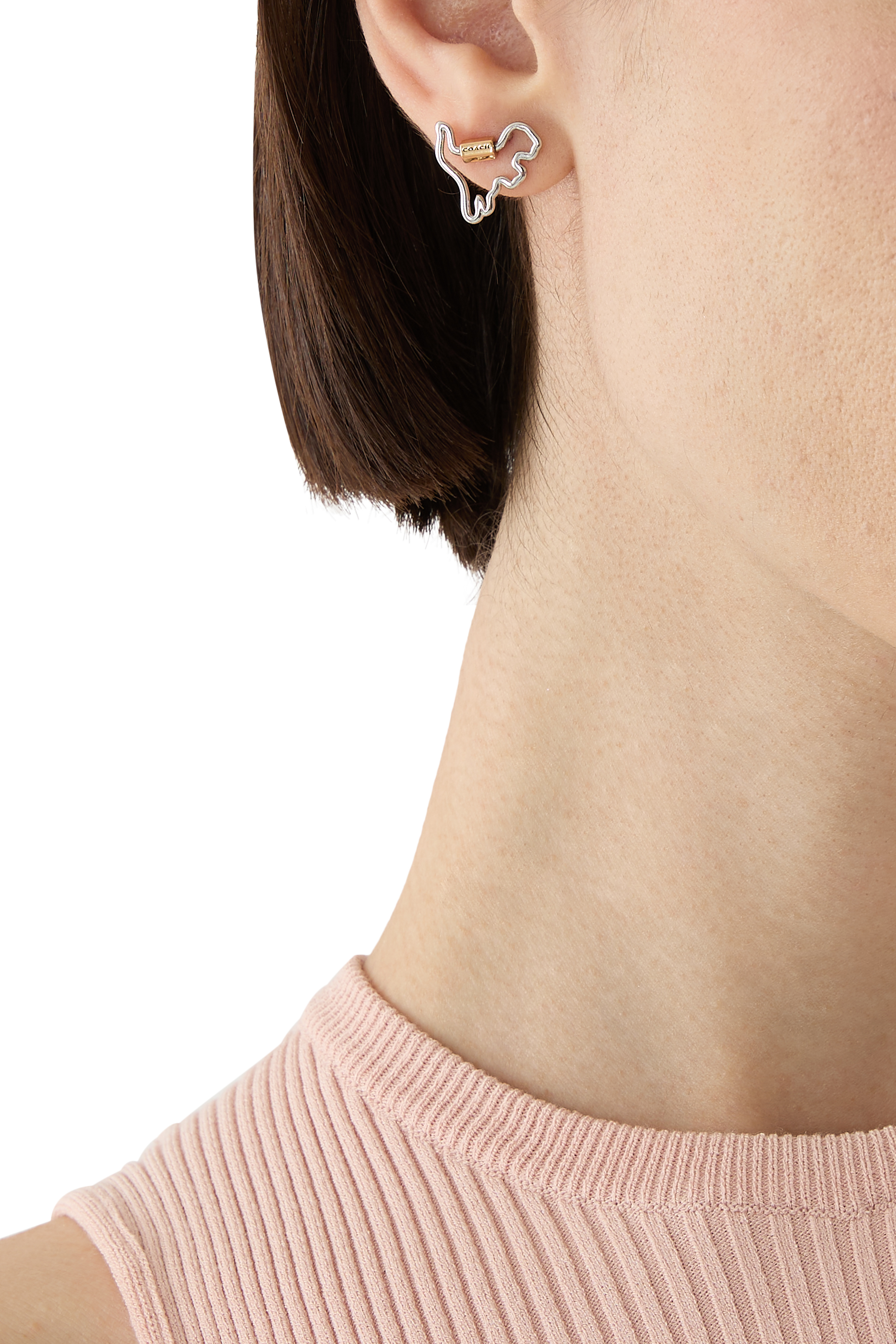 أقراط كارابينر ريكسي مرصعة بأحجار زركونيا مكعبة نحاس وتيتانيوم