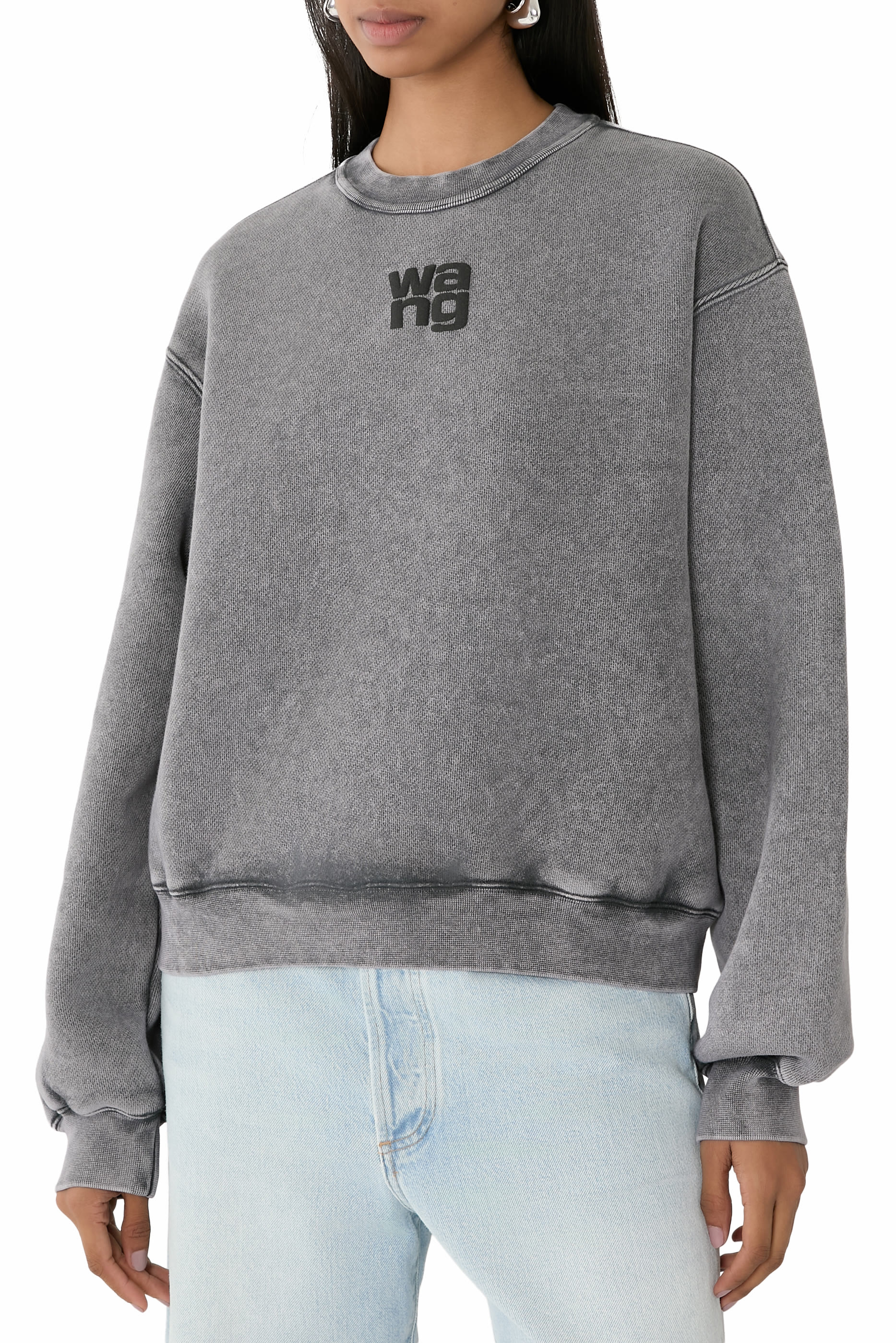 سويت شيرت بشعار الماركة بتصميم منفوخ