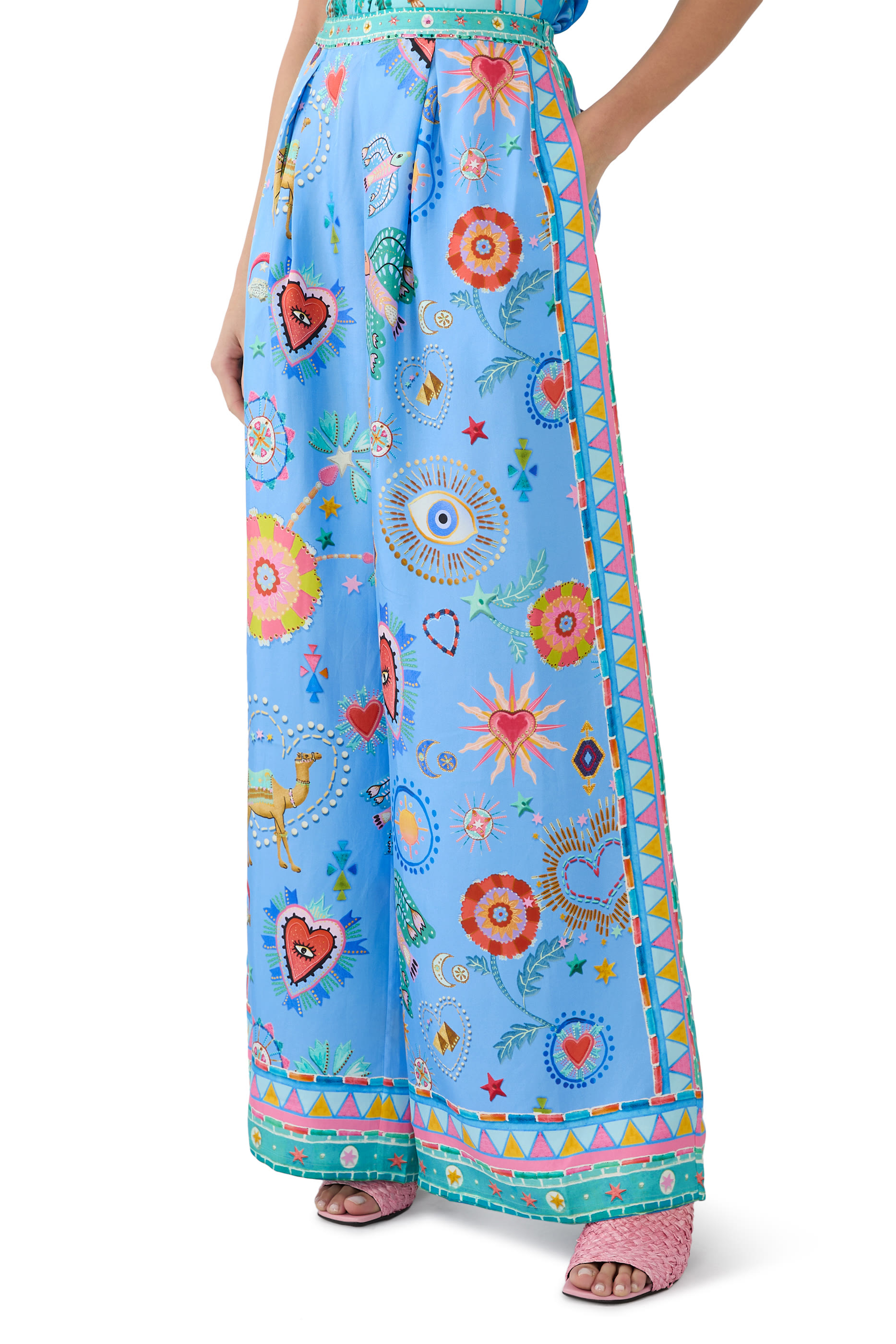 بنطال بطية أمامية بطبعة فيلاج