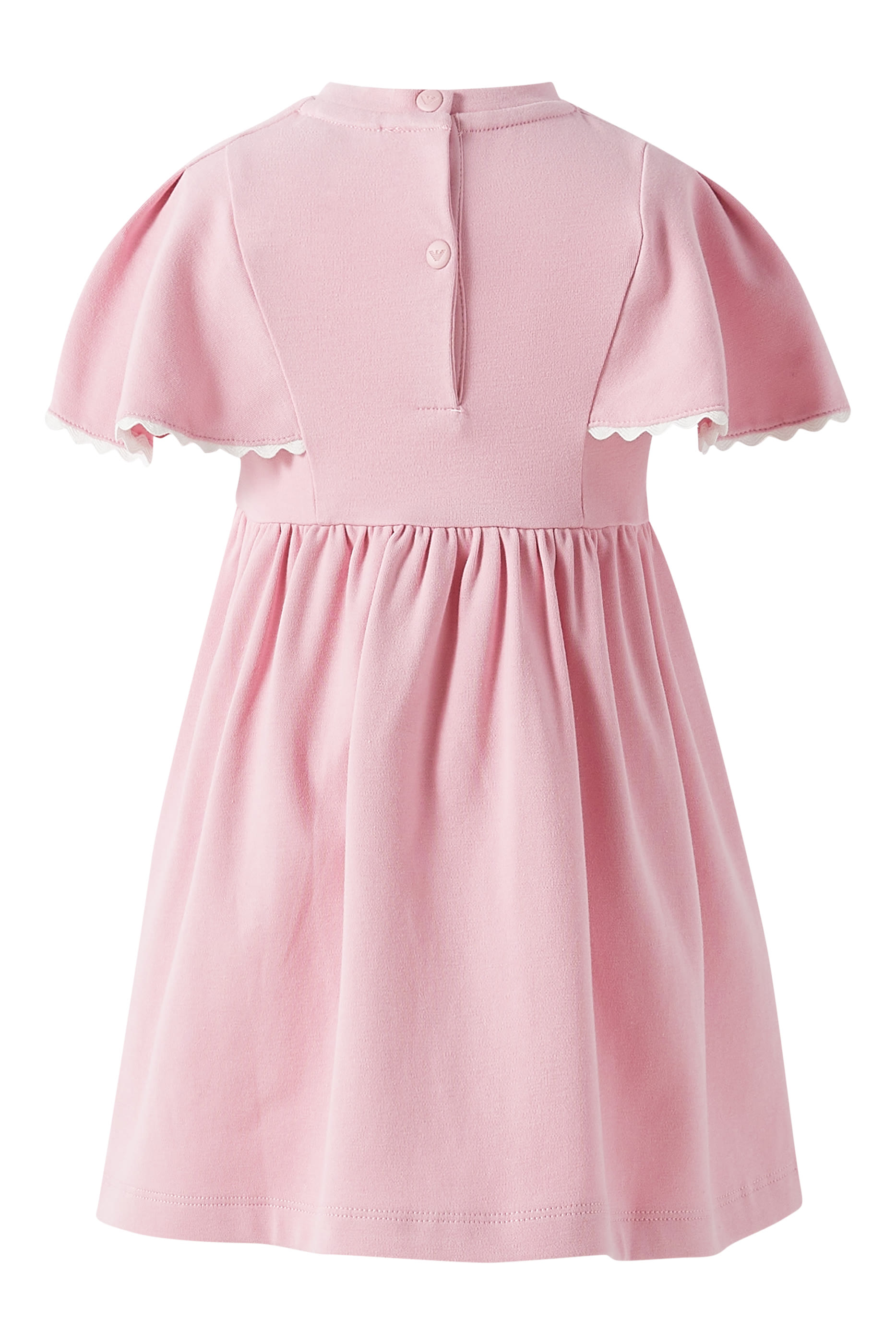 فستان بشعار الماركة وحواف صدفية للأطفال