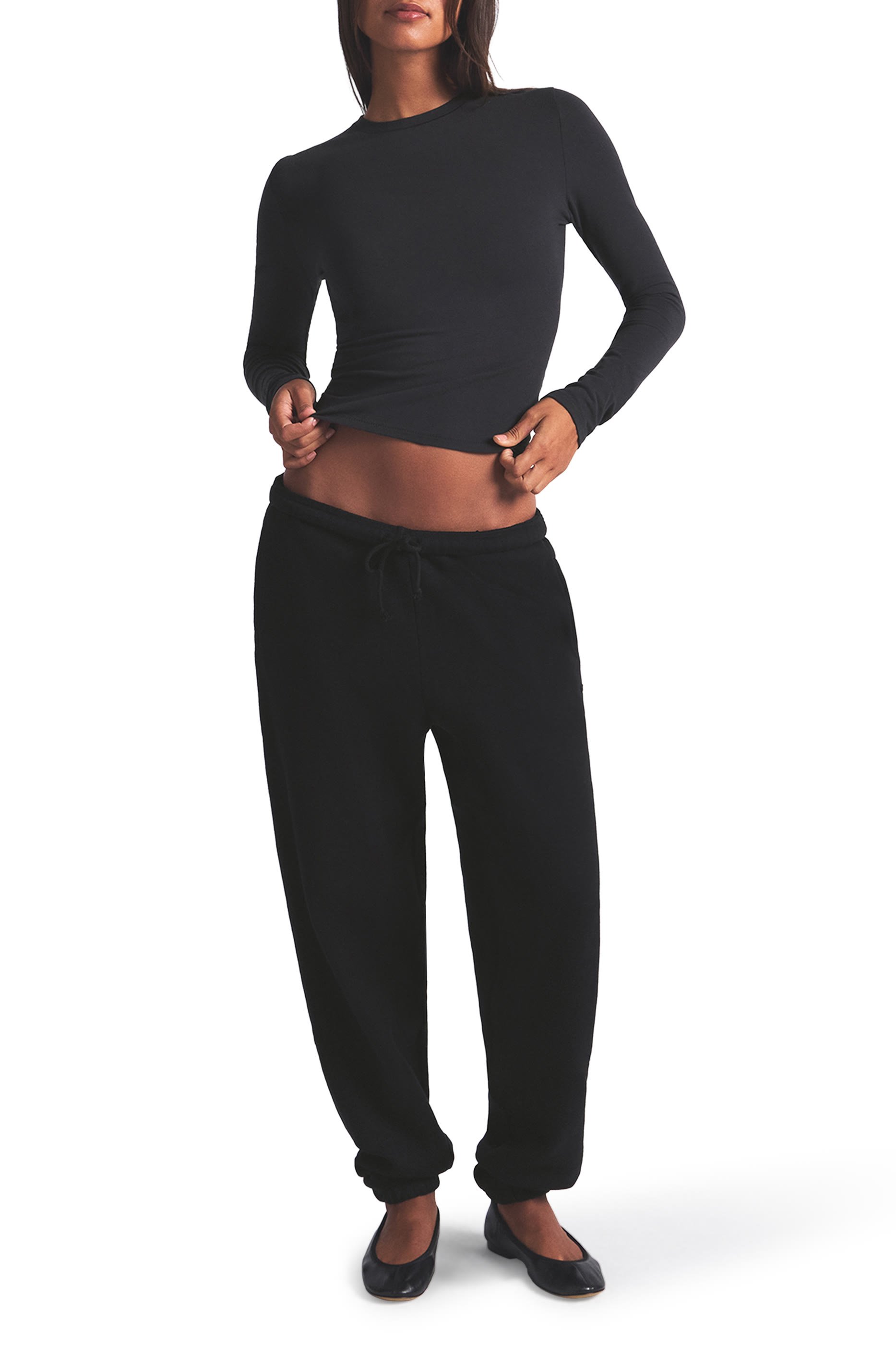 تيشيرت بأكمام طويلة جيرسيه قطن 