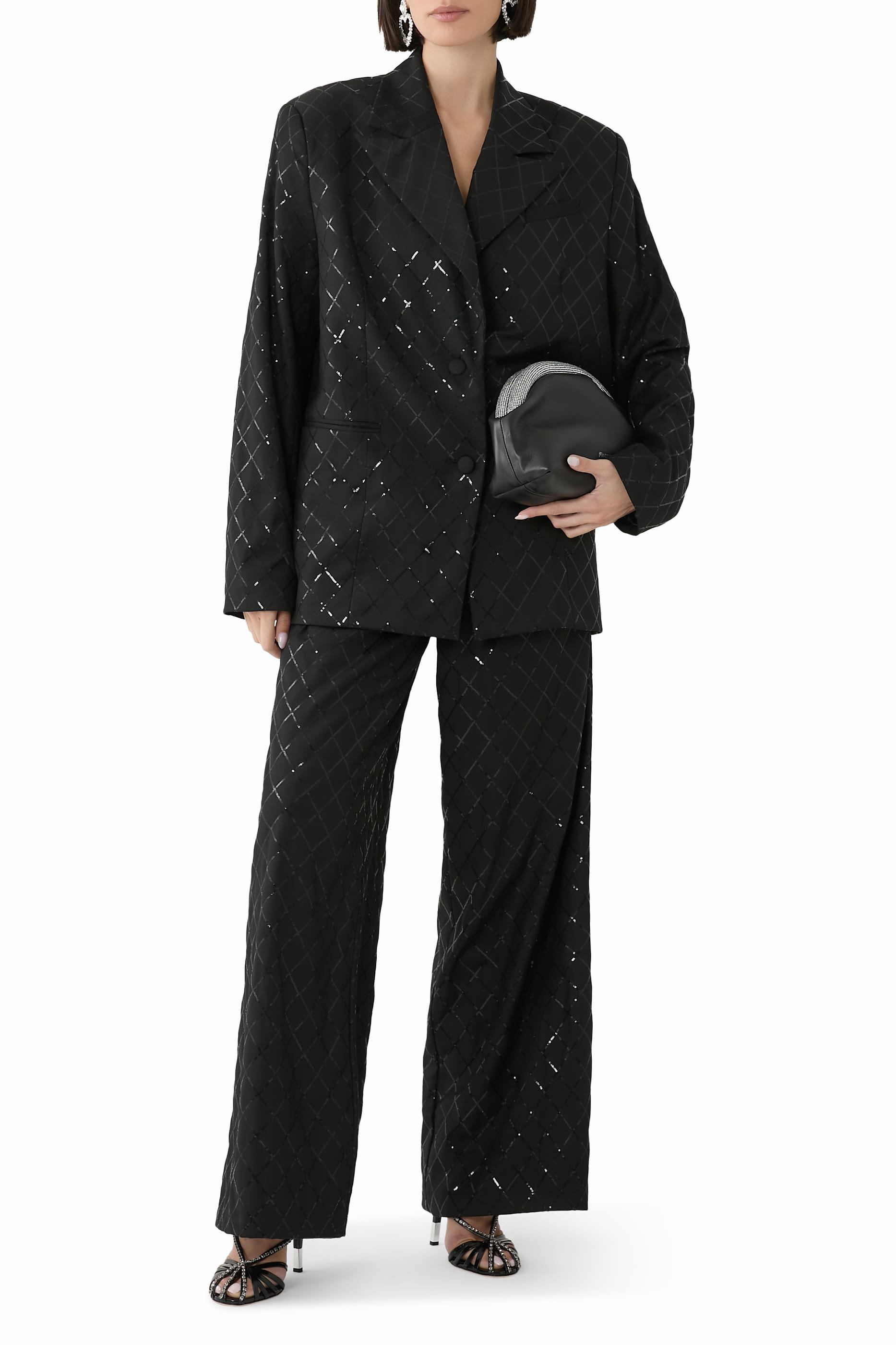 بليزر بقصة فضفاضة وترتر