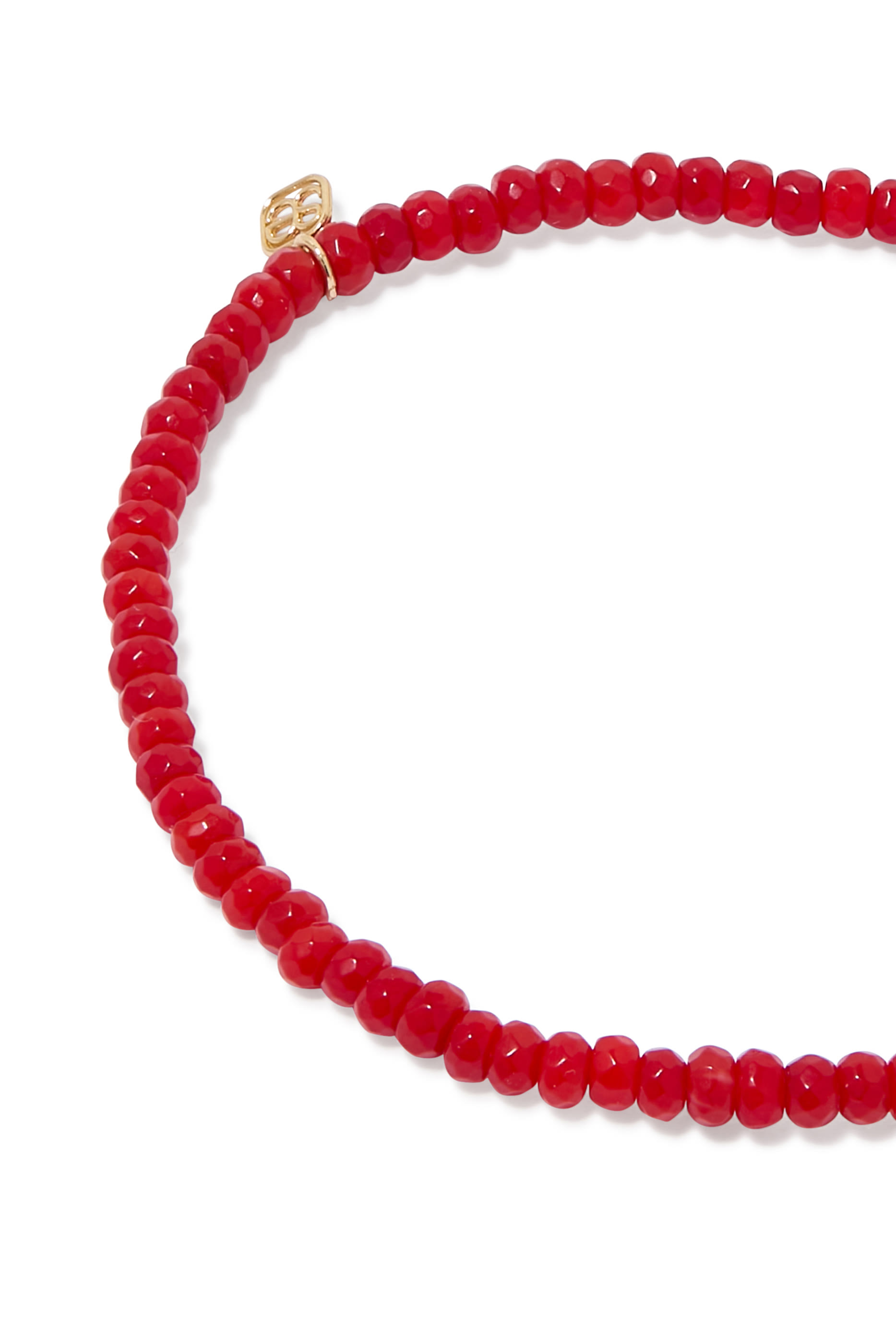 Scallop Rondelle on Bamboo Coral Beaded Bracelet, 14k Yellow Gold & Turquoise Beads