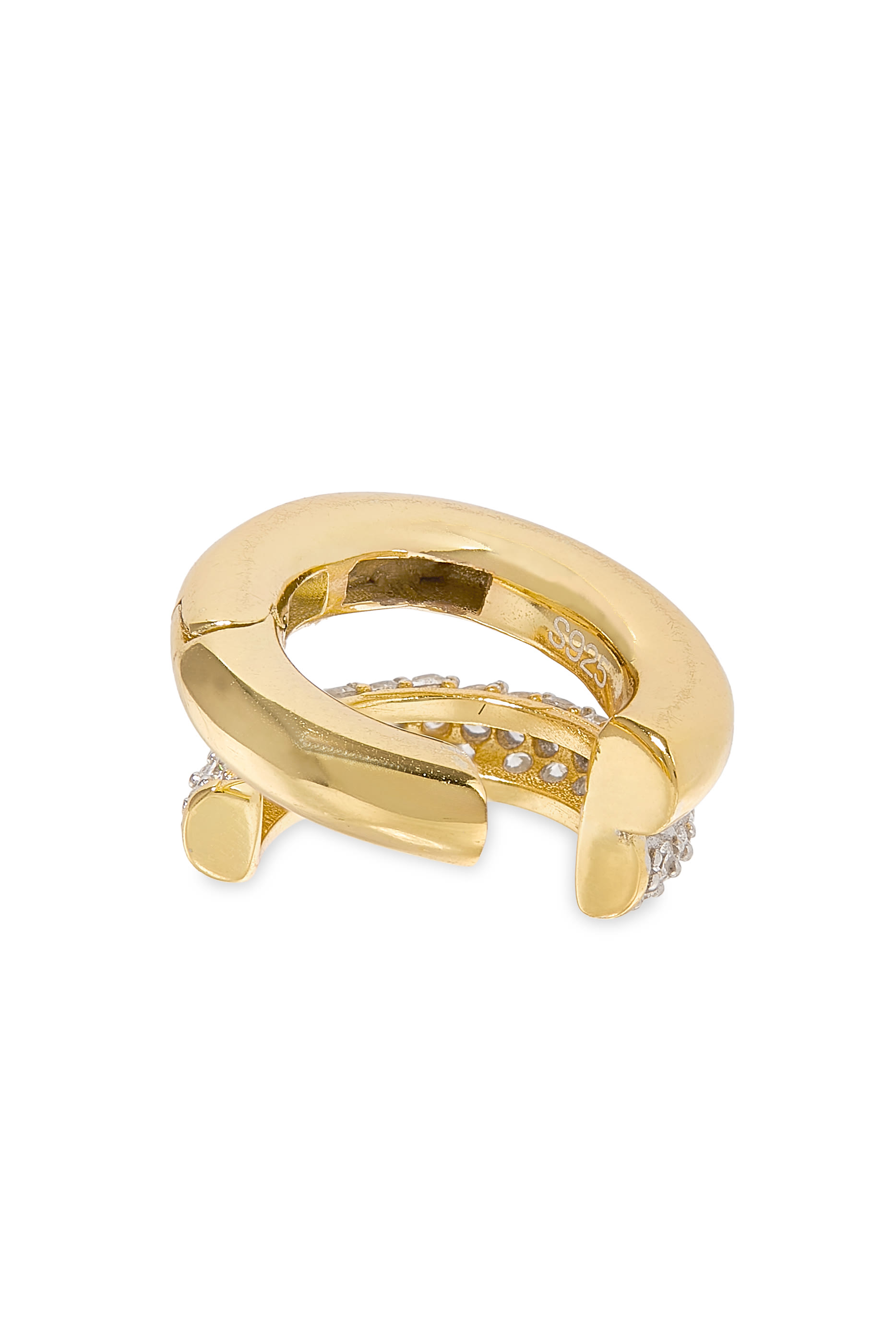 أقراط بري مفتوحة مرصعة بأحجار زركونيا، فضة إسترلينية مطلية بذهب عيار 14