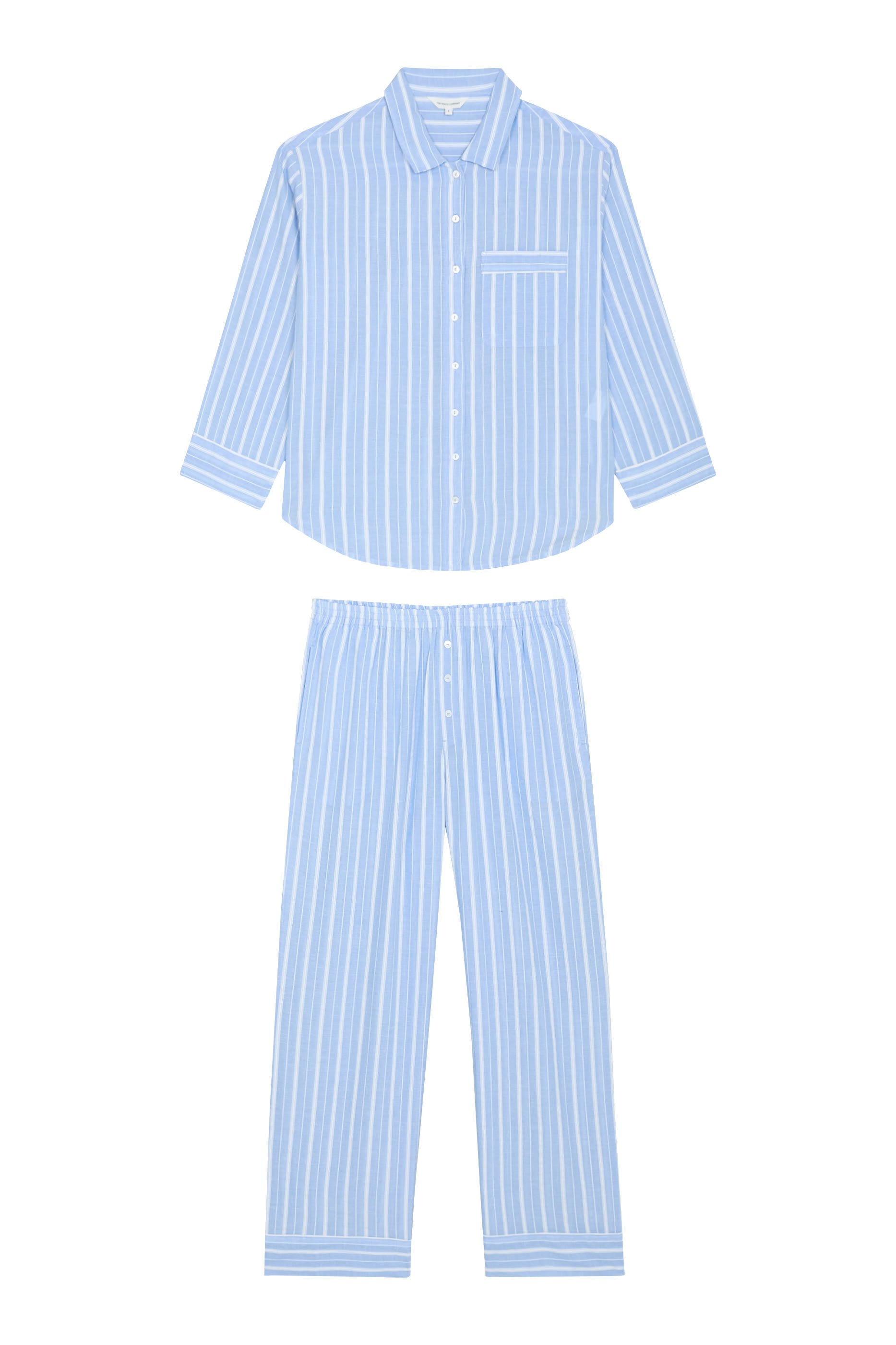 Organic Cotton Seersucker Relaxed Stripe Pajama Set 