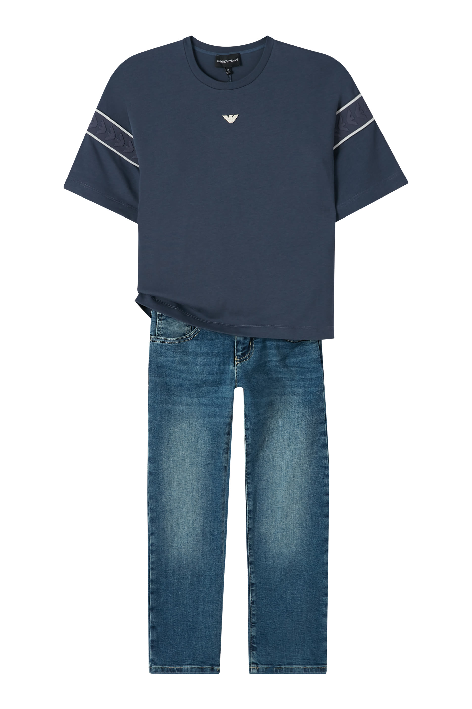 تيشيرت بشريط بشعار الماركة صغير للأطفال