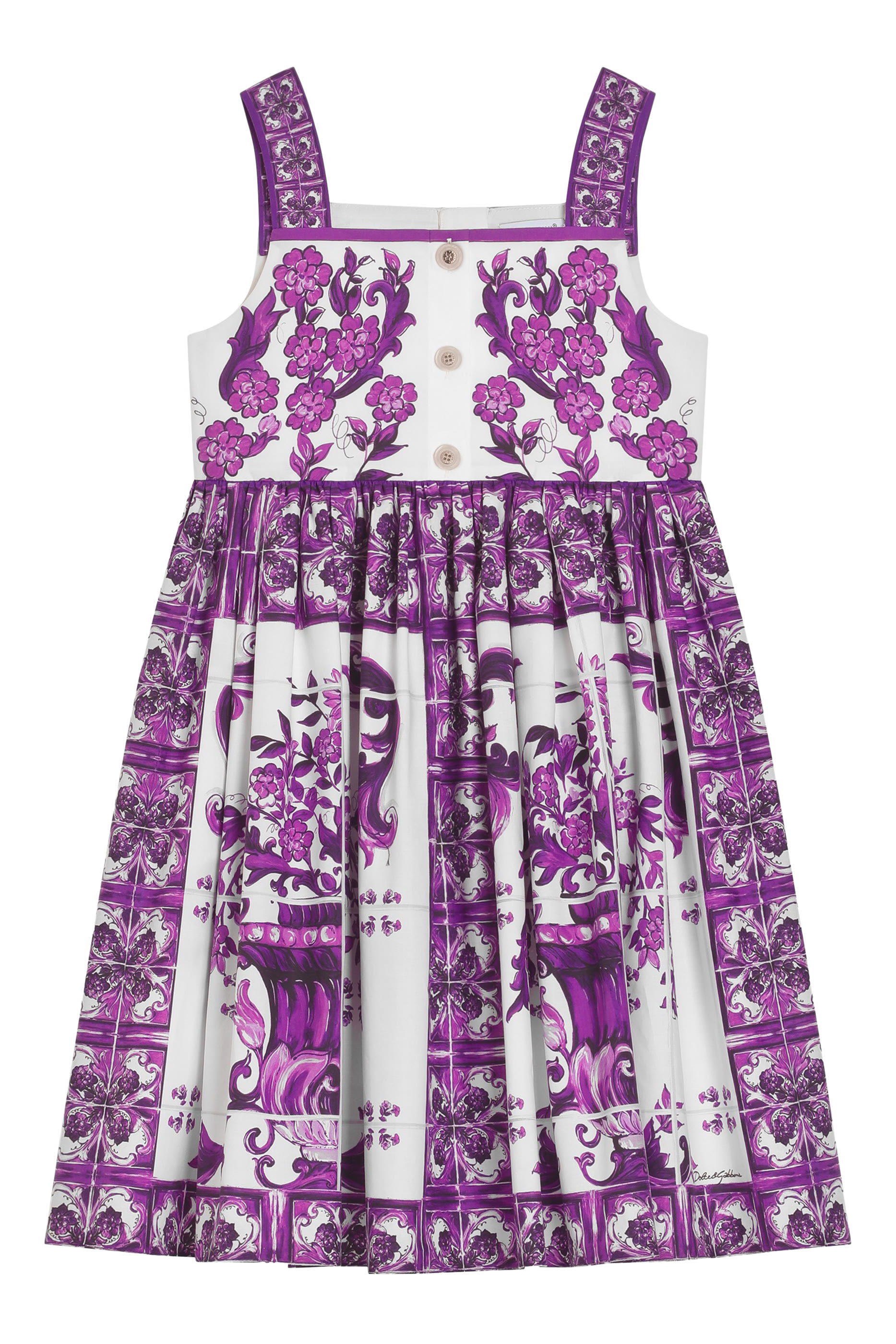 فستان بلا أكمام بنقشة مايوليكا بوبلين للأطفال