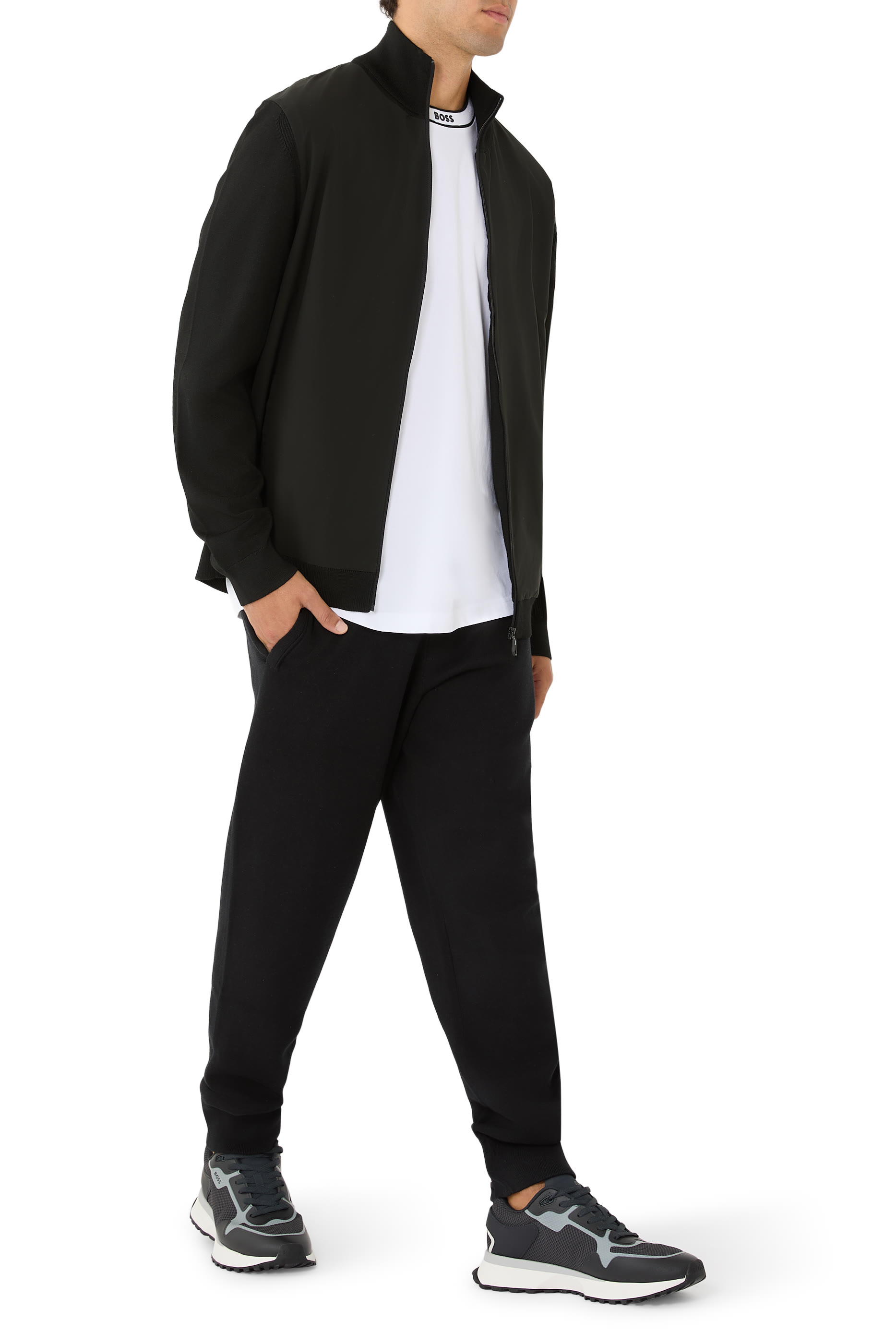 جاكيت هايبيرد بأكمام بجيب بسحاب 