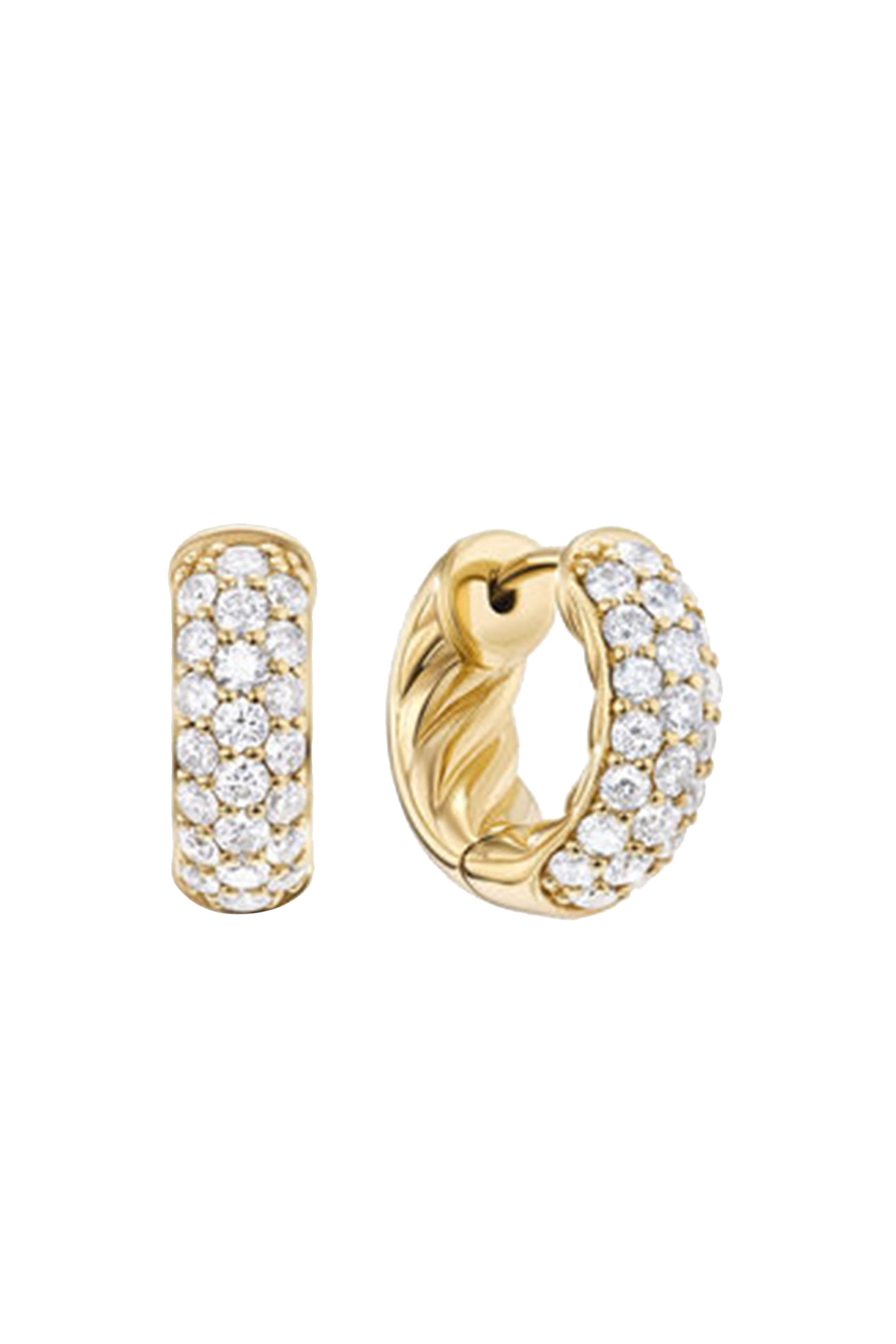 أقراط هاجي دائرية مرصعة بالماس ذهب أصفر عيار 18