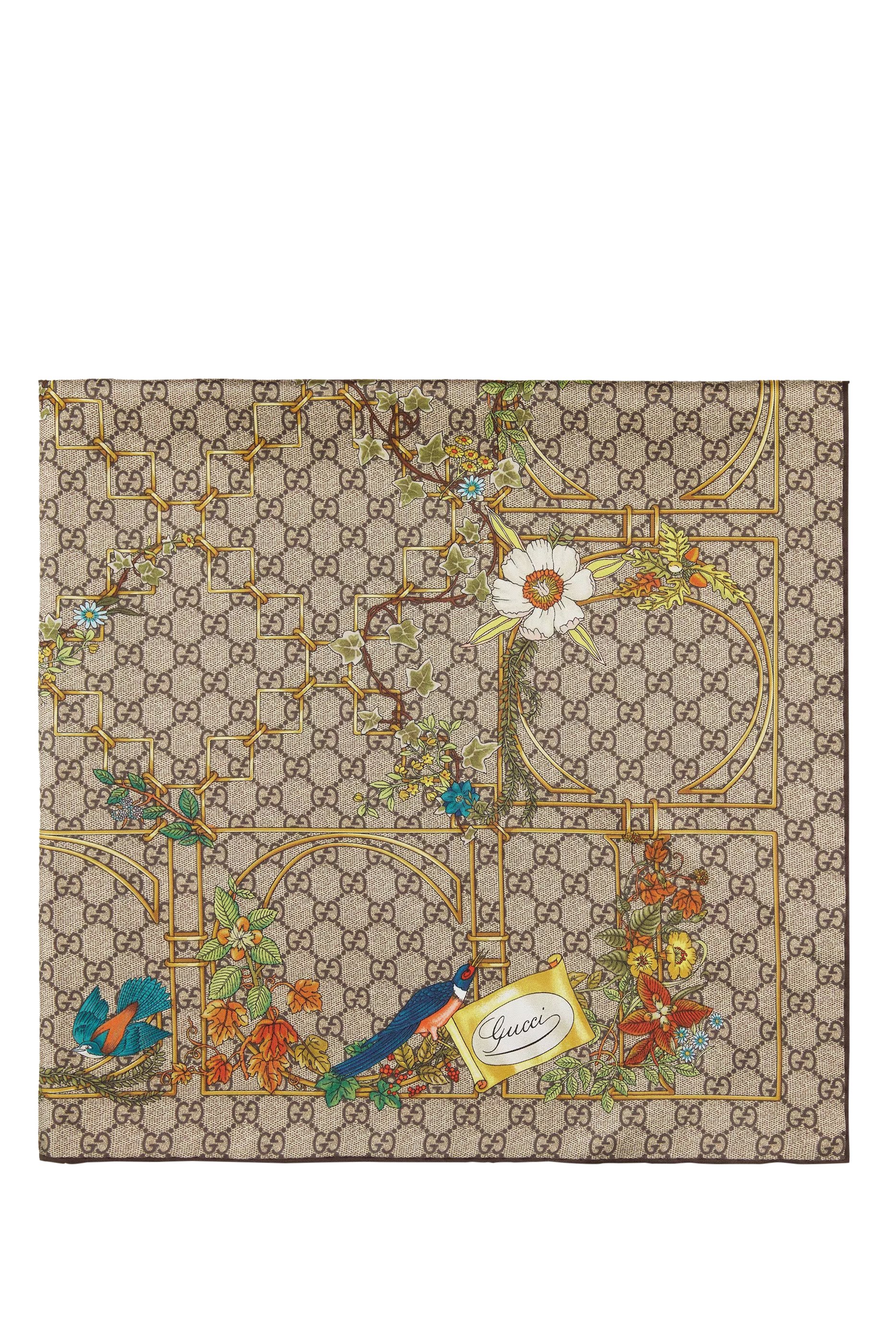 وشاح حرير بطبعات حيوانات وزهور