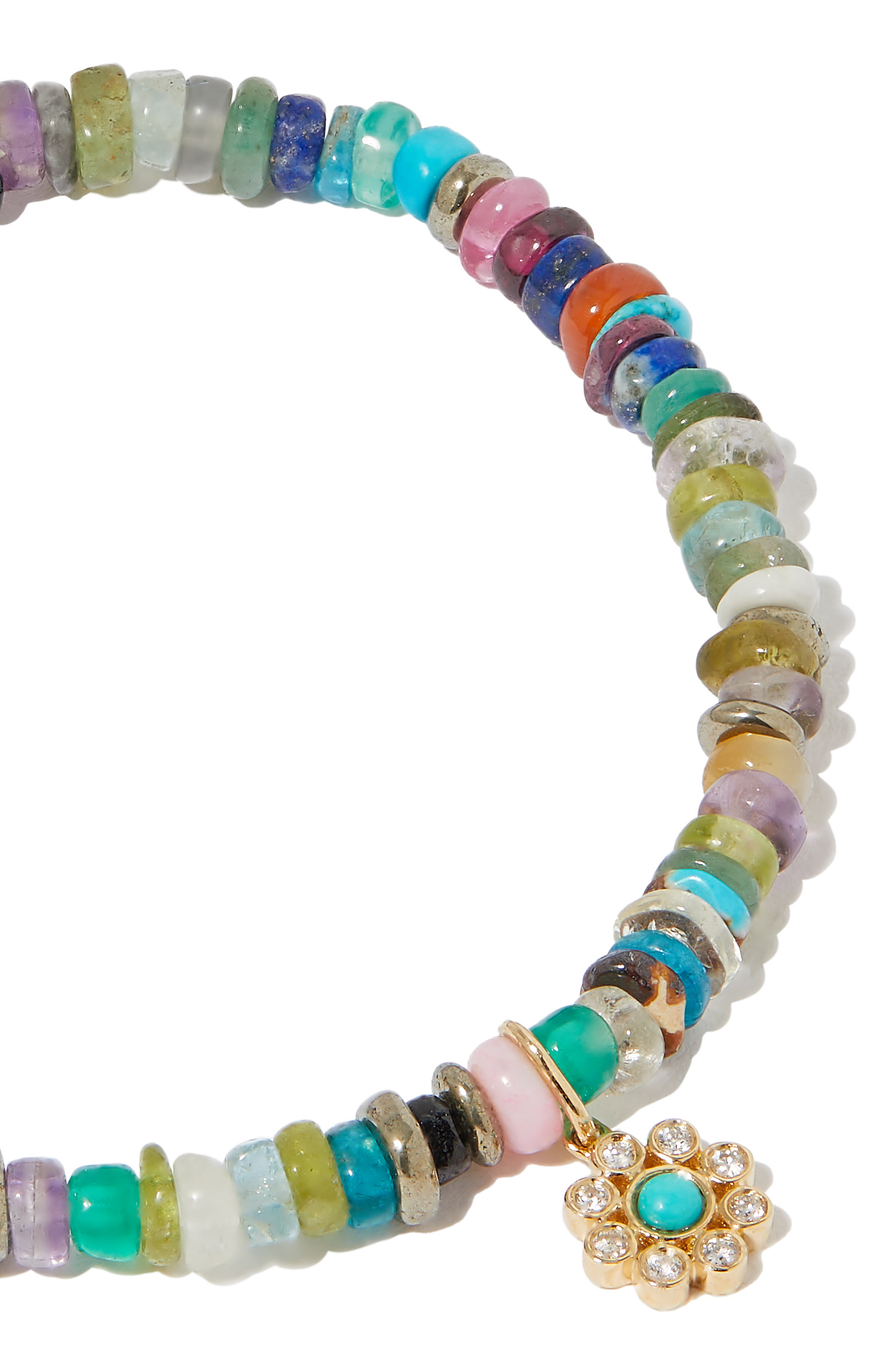 سوار خرز بحلية عين حسود للأطفال مرصعة بالماس ومطلية بالمينا، ذهب أصفر عيار 14