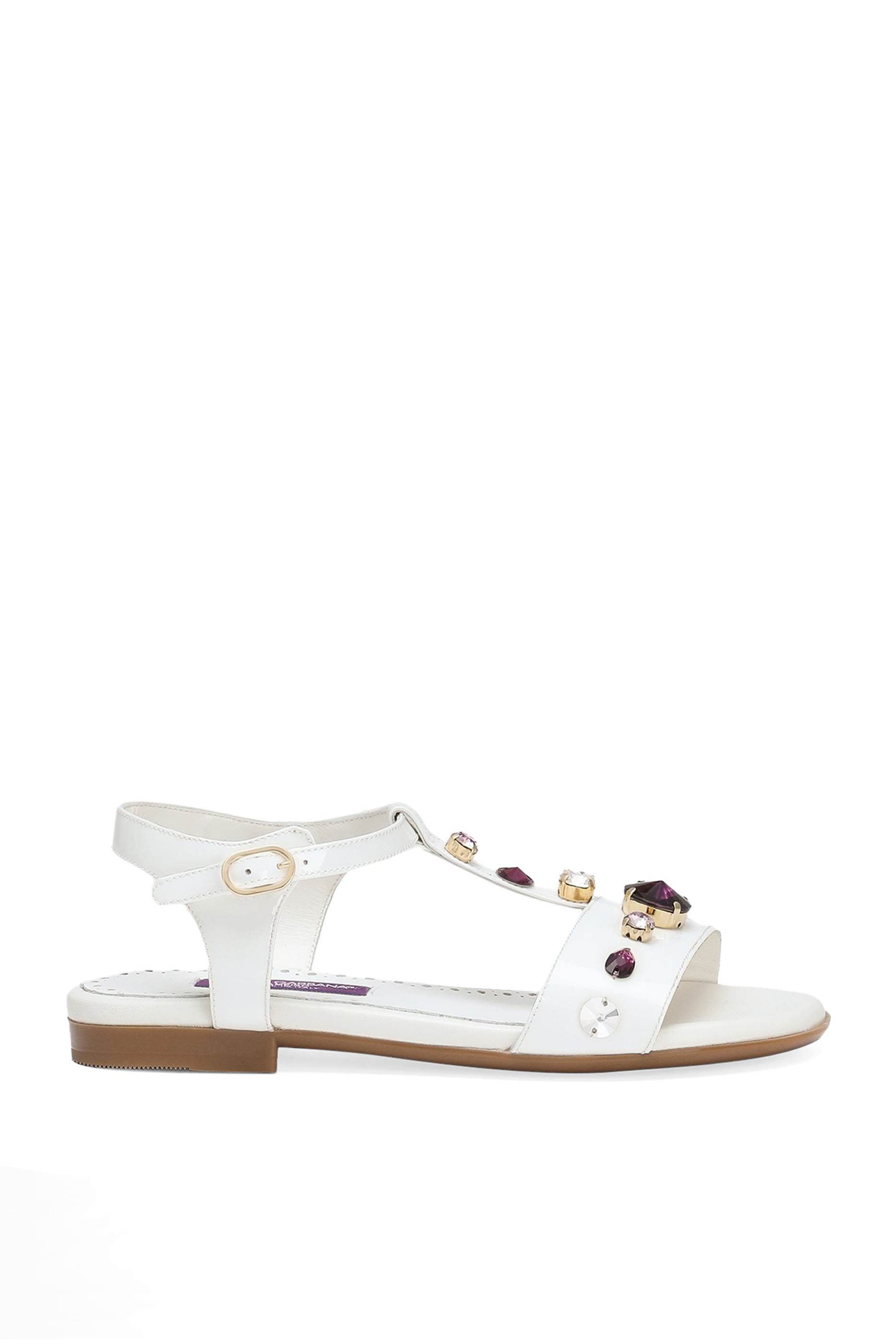 Kids Patent Leather Sandals with Embroidery