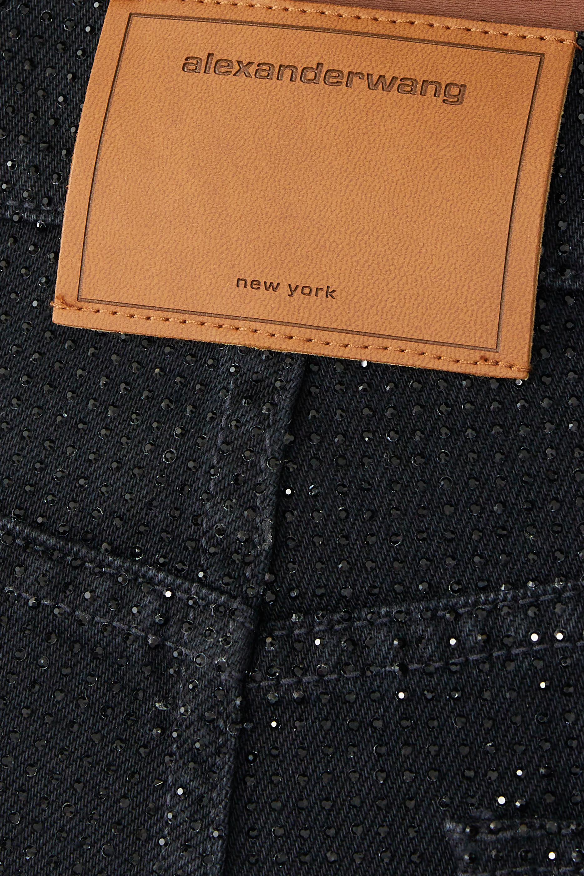 بنطال جينز اي زاد بقصة ساق مستقيمة قطن مرصع بأحجار الراين المثبتة حراريا