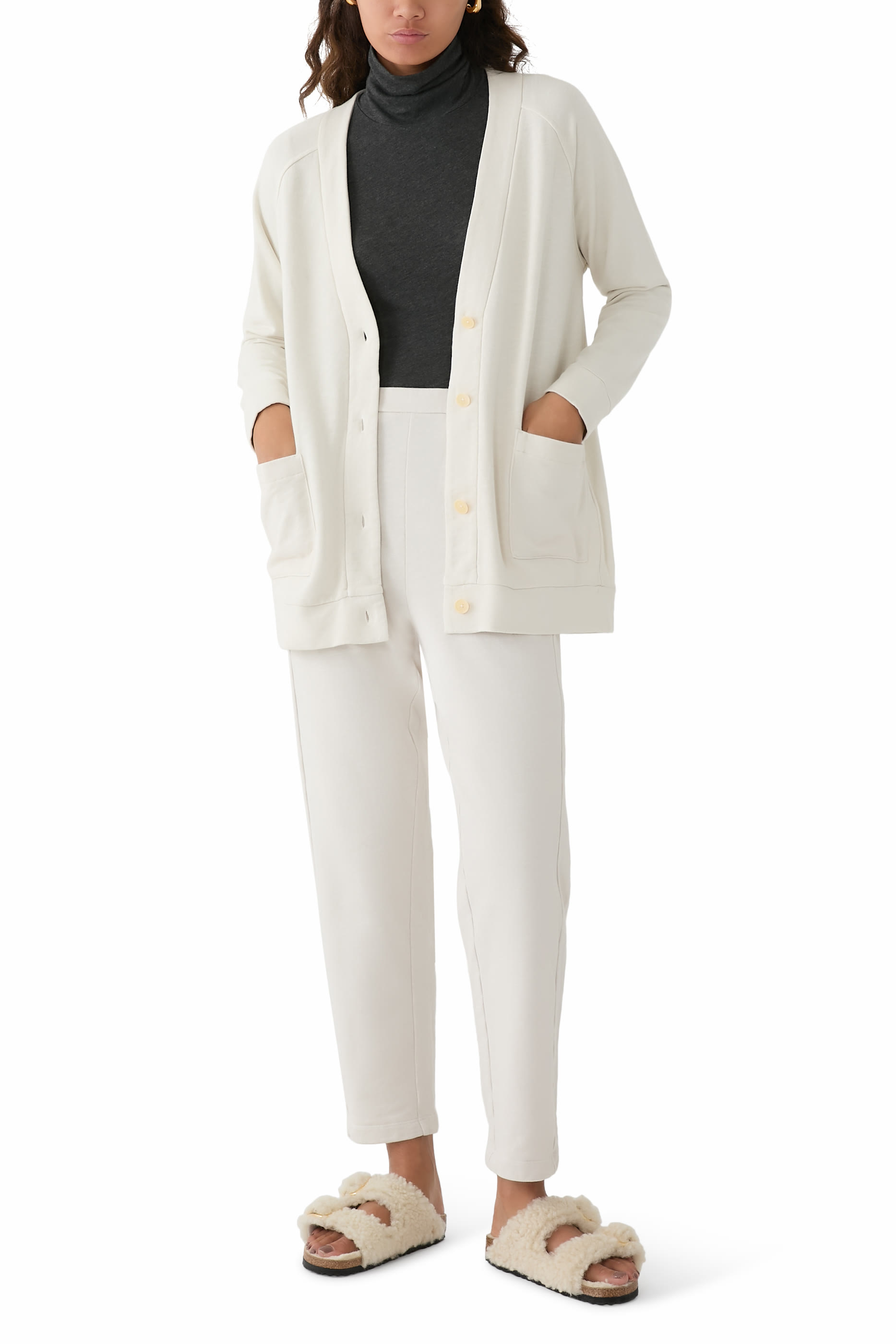 كارديغان طويل قماش تيري مصبوغ 