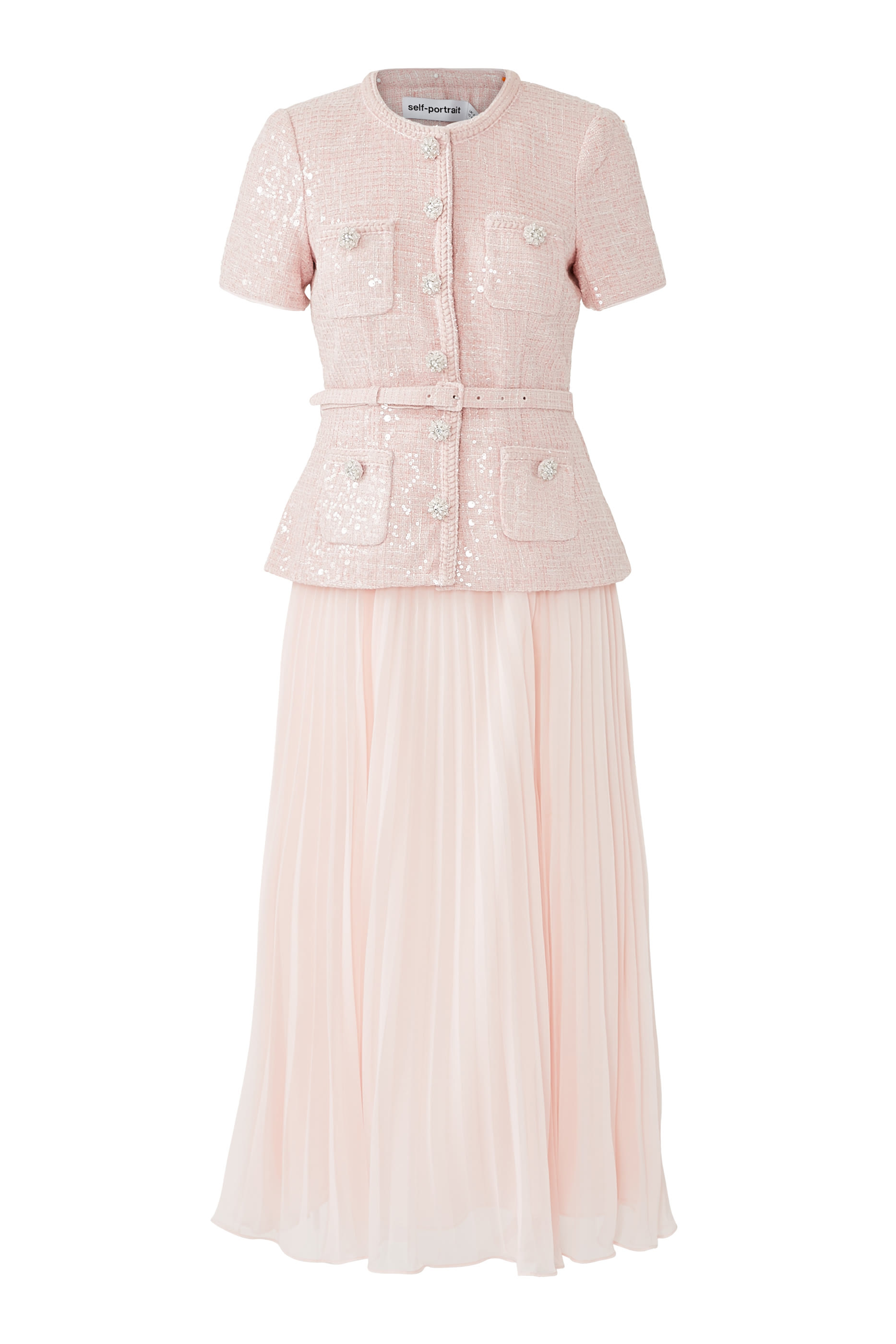 فستان بوكل وردي بطول متوسط