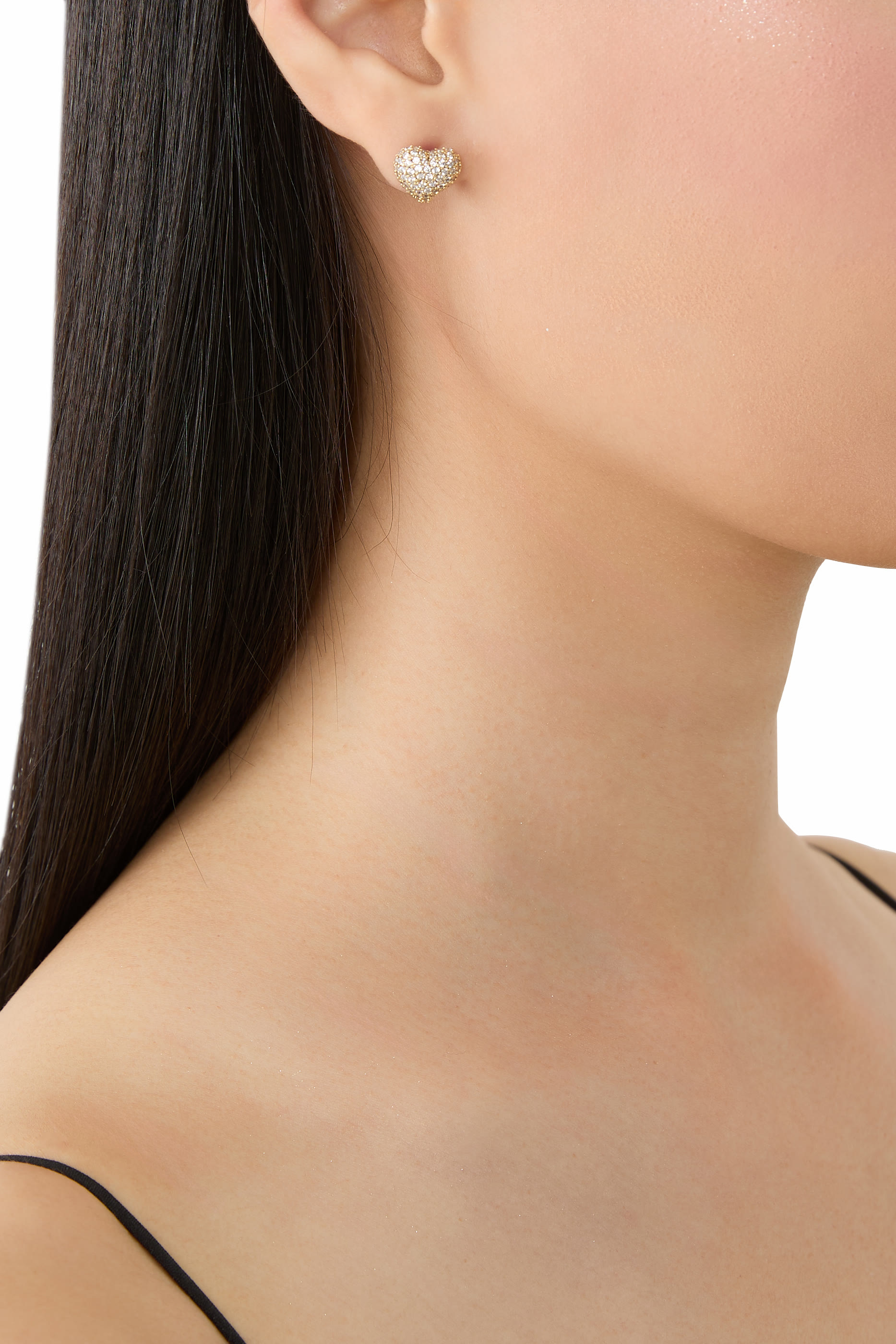 أقراط أمور مرصعة بأحجار زركونيا مكعبة بافيه، سبيكة مطلية