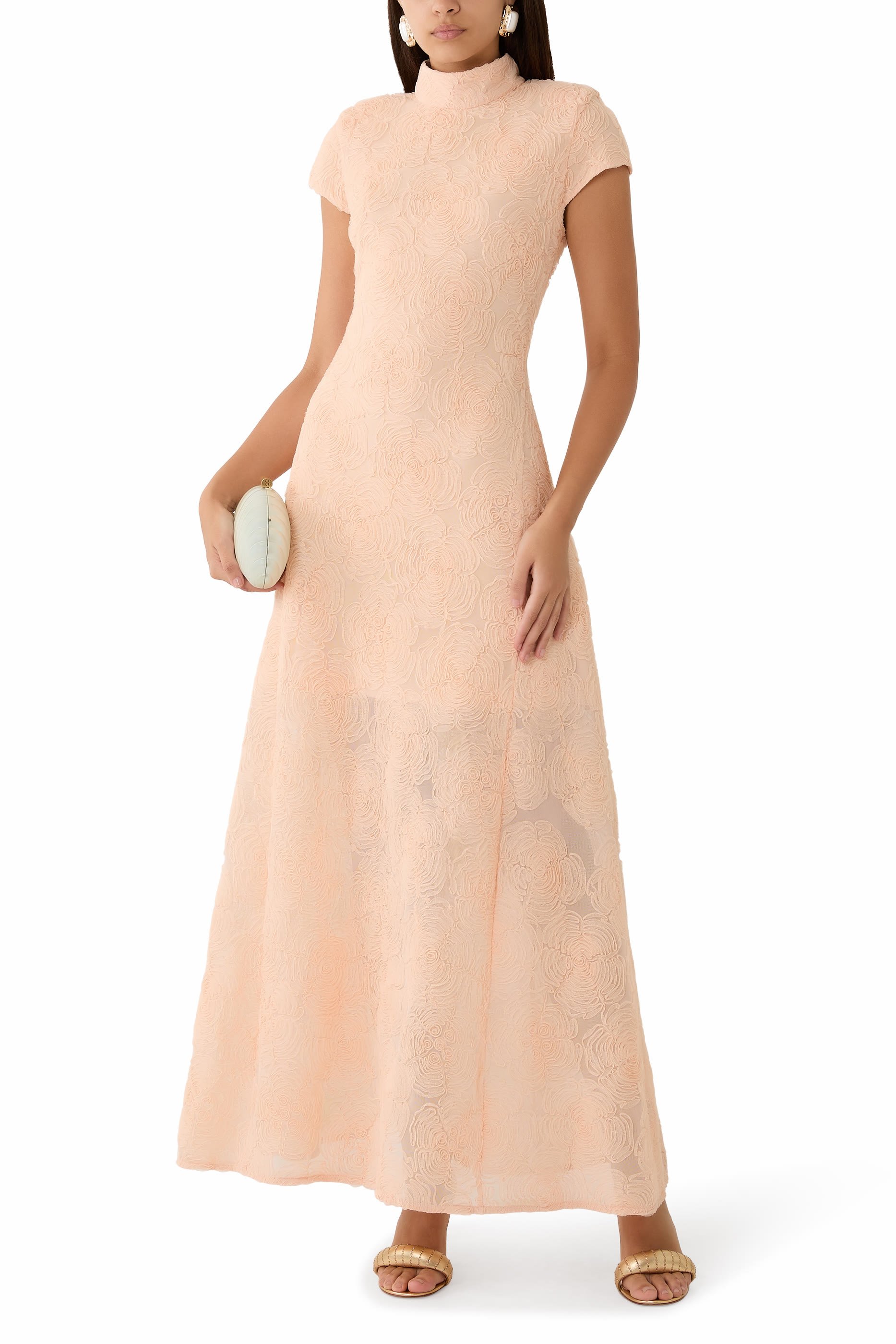 فستان طويل قماش شبكي