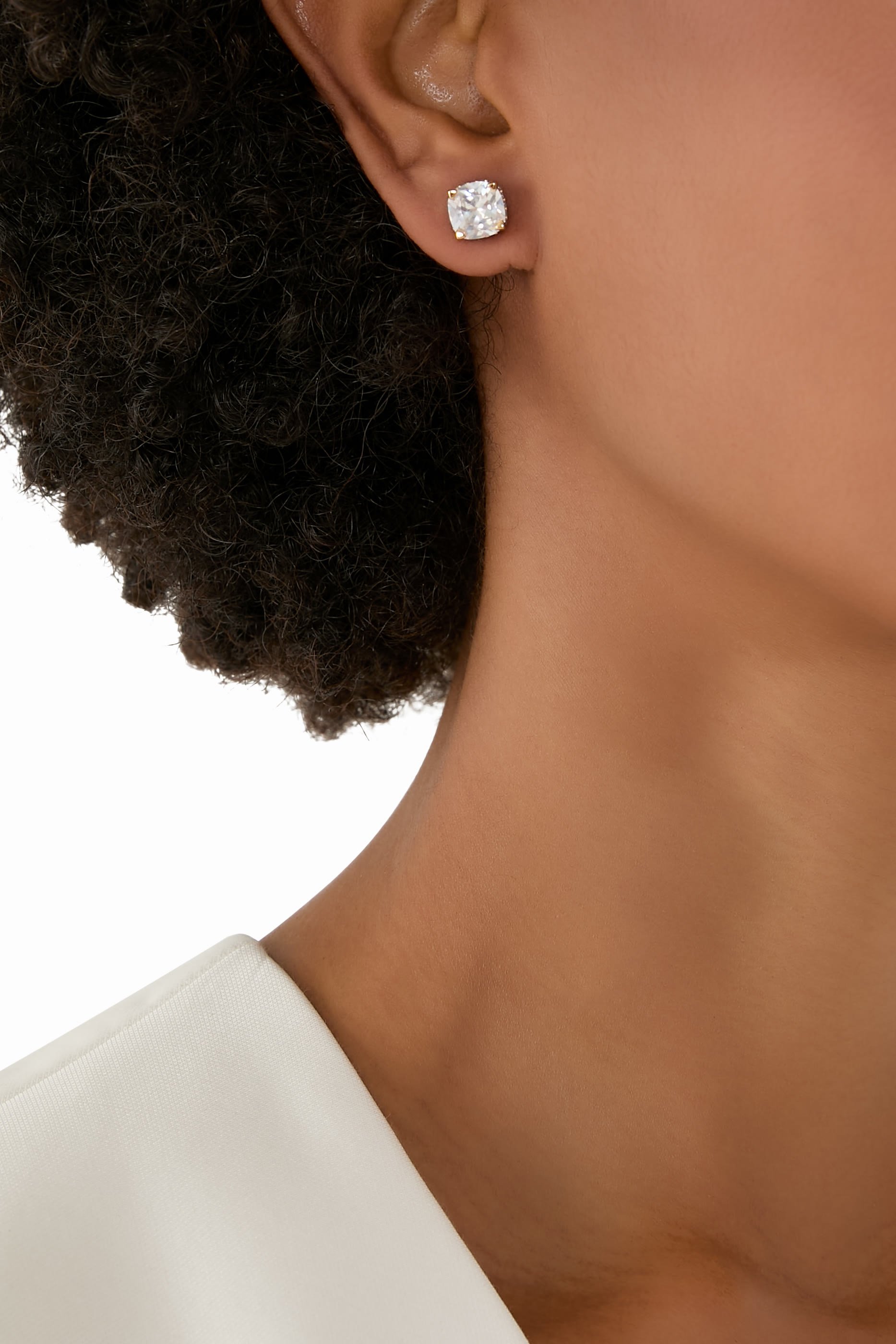 Little Luxuries Square Studs, Plated Metal & Cubic Zirconia