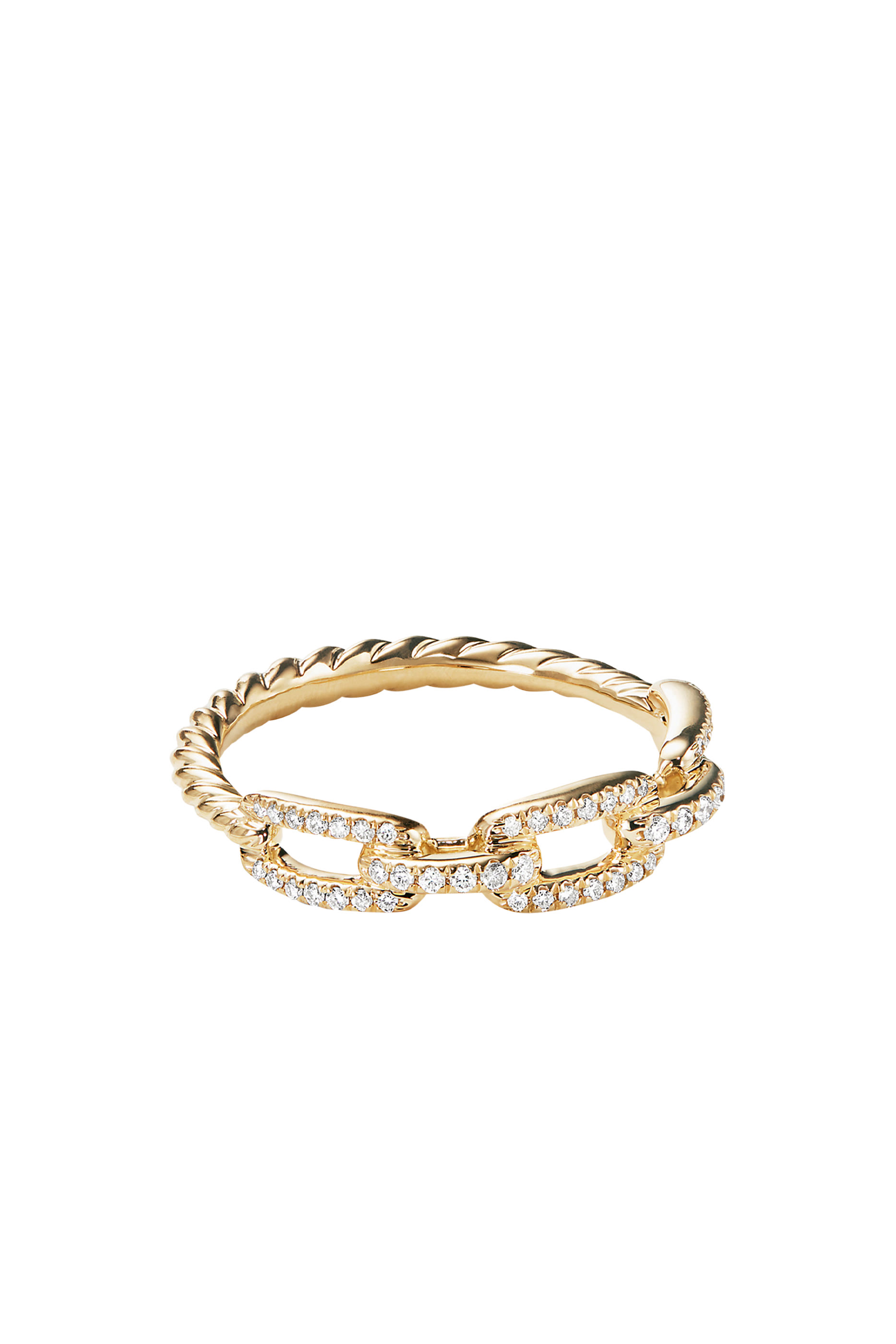 Stax Chainlink Ring, 18K Yellow Gold & Diamonds