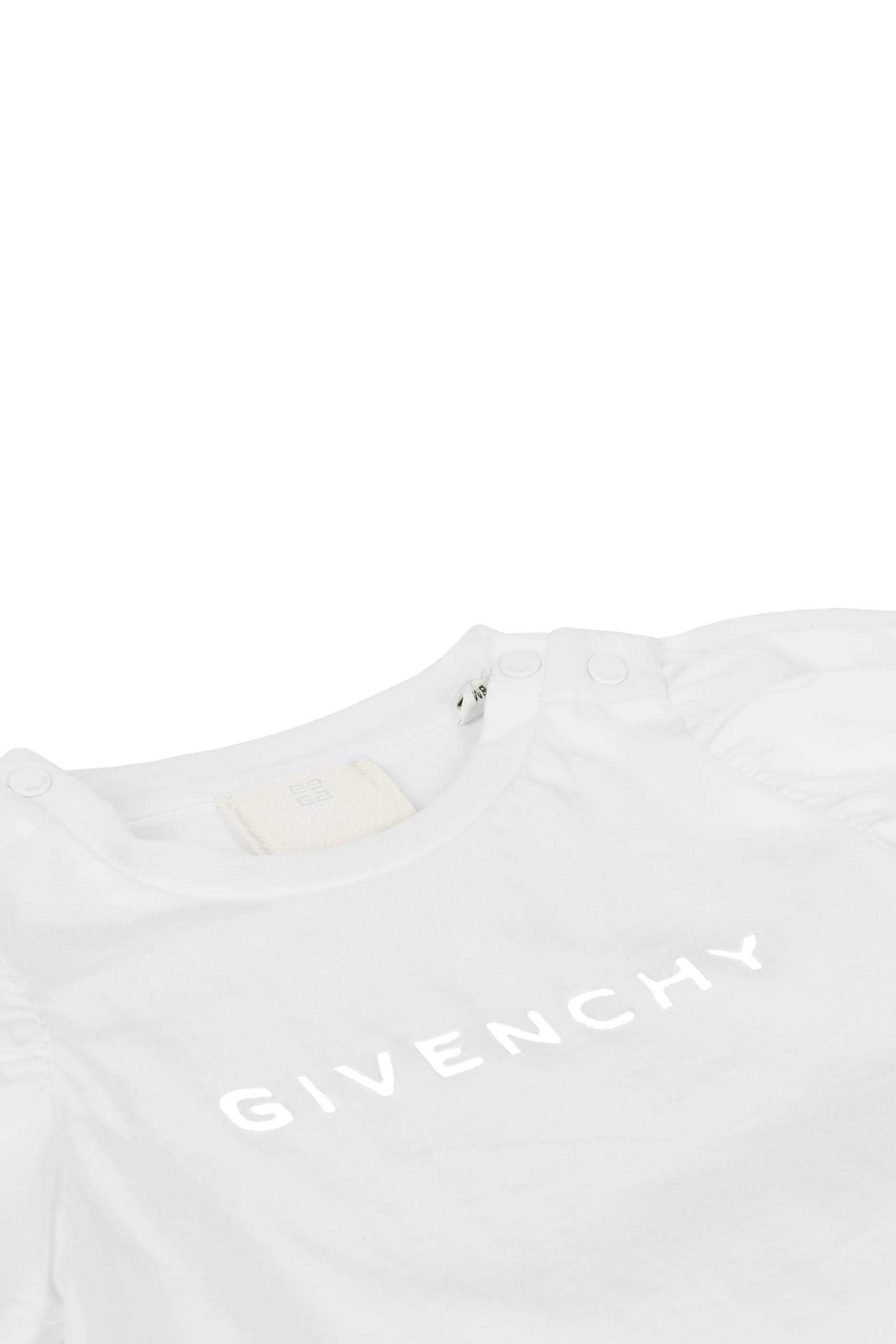 تيشيرت بأكمام منفوخة وطبعة شعار الماركة للأطفال