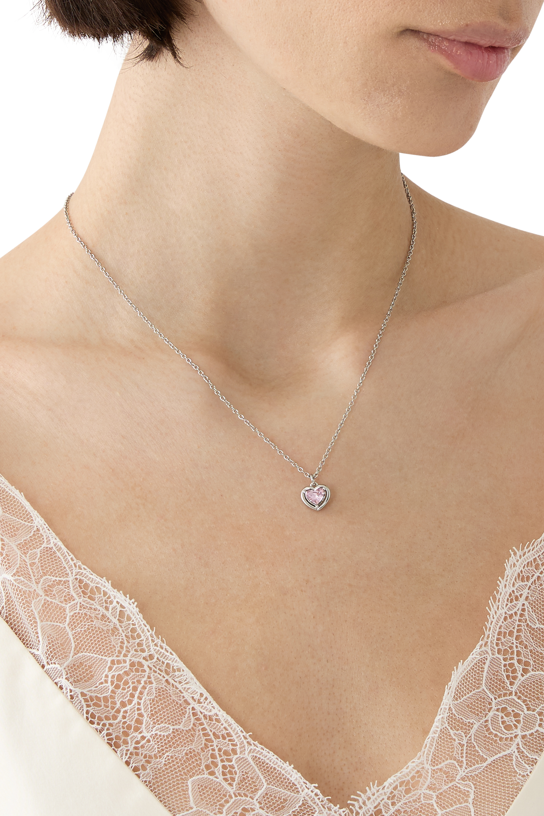 قلادة هالو بدلاية بتصميم قلب، نحاس وكريستال زجاجي