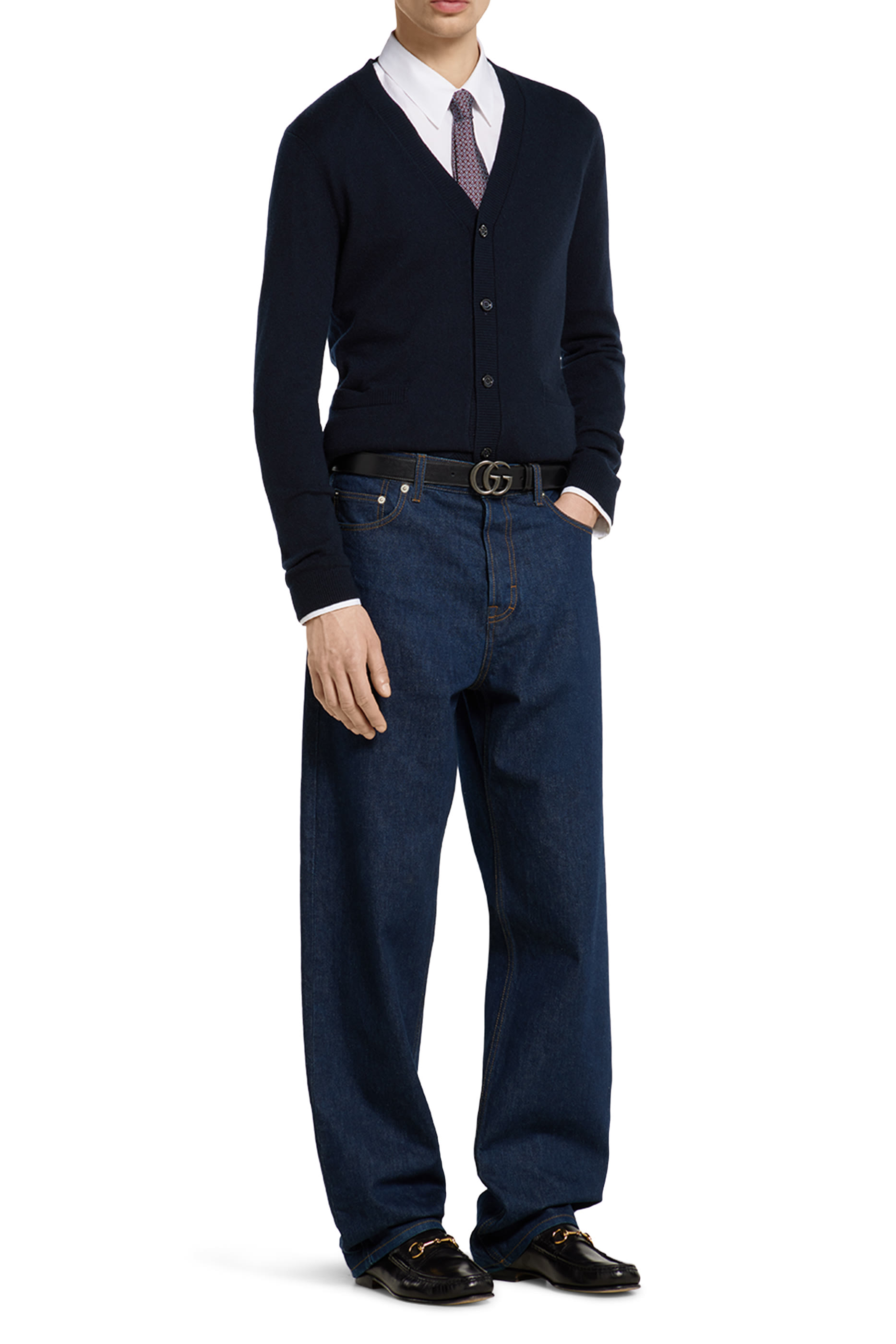 Intarsia Fine Cashmere Cardigan