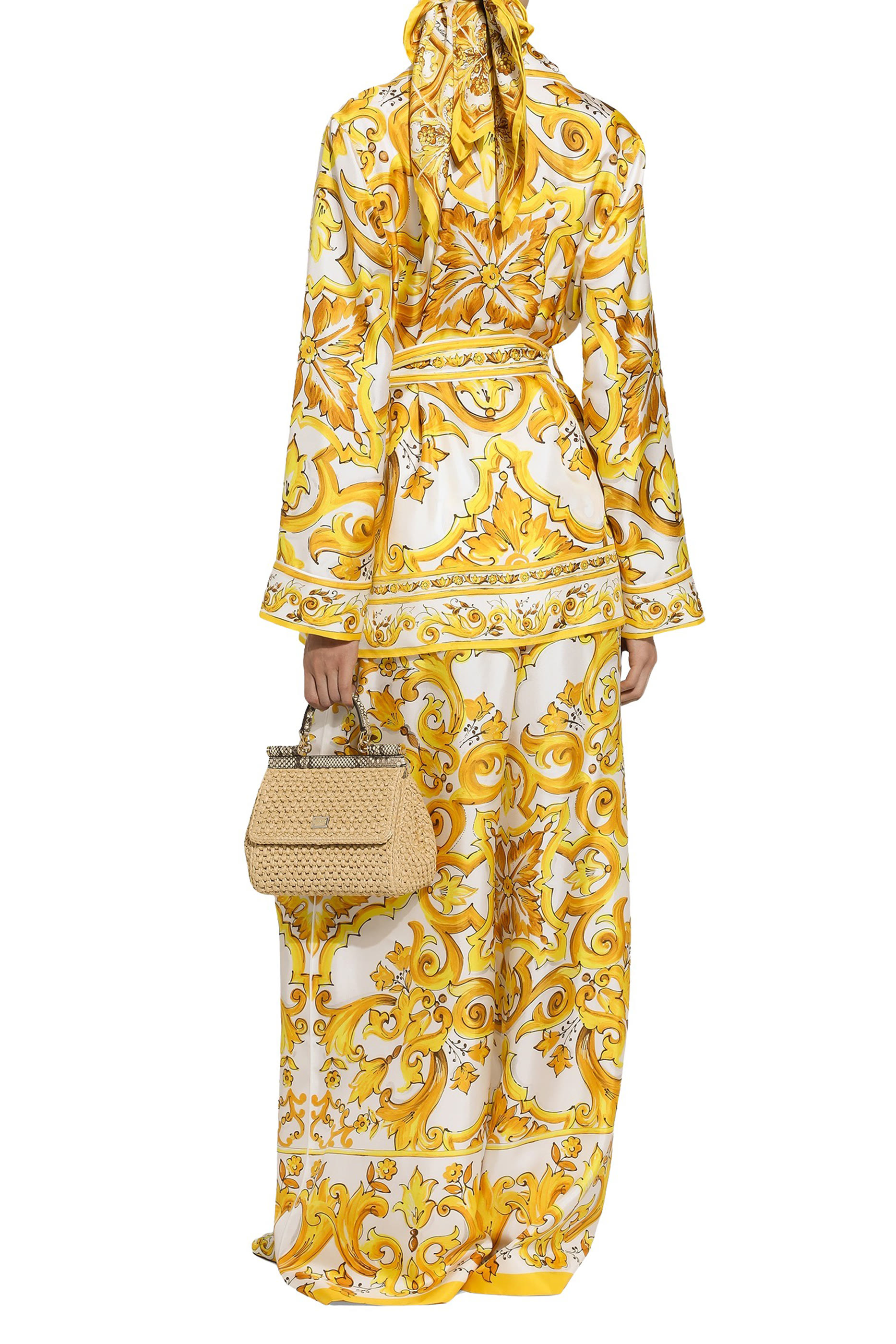 بنطال بنقشة مايولكا حرير تويل