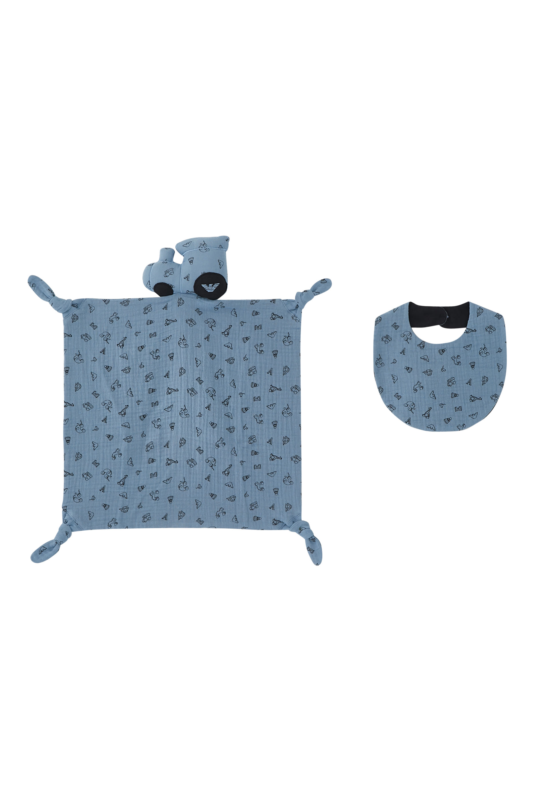 طقم مريلة، لعبة وبطانية للأطفال