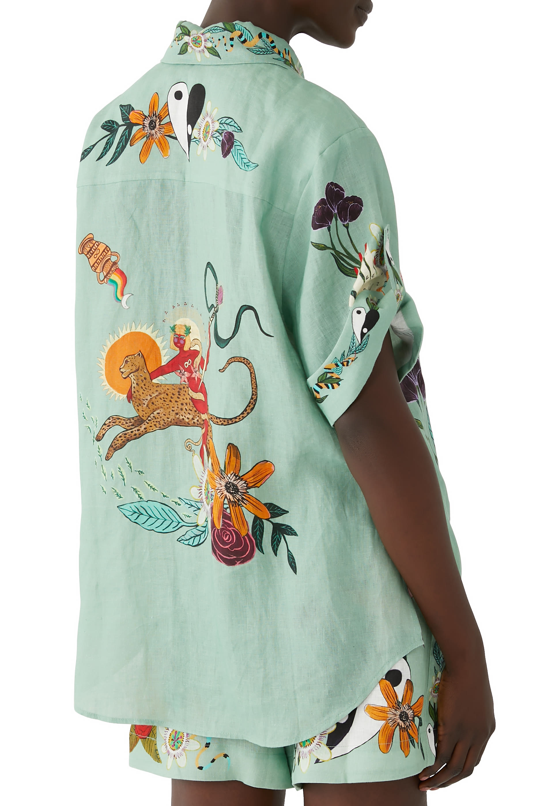 قميص ميغان بقصة واسعة كتان