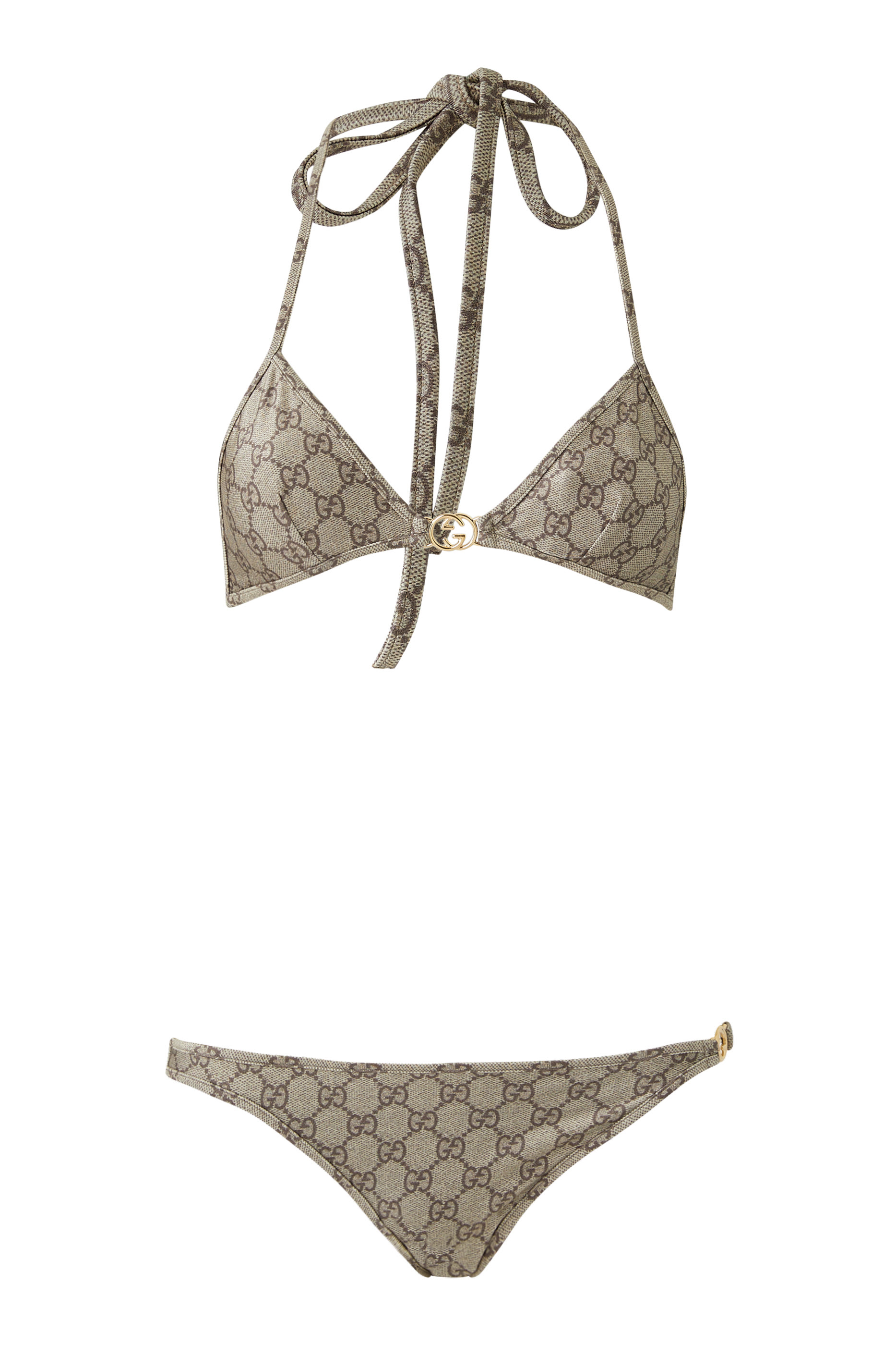 طقم بيكيني جيرسيه مطاطي بشعار GG