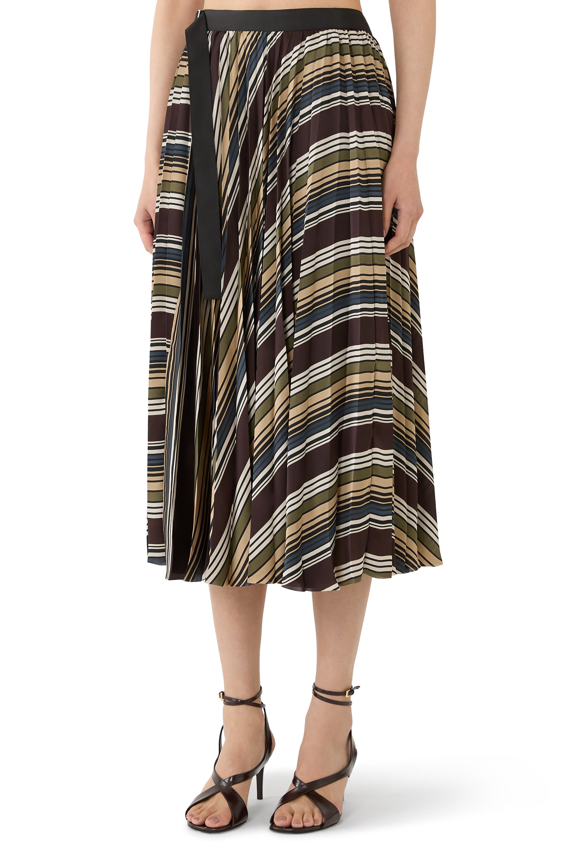Horizontal Stripe Midi Skirt