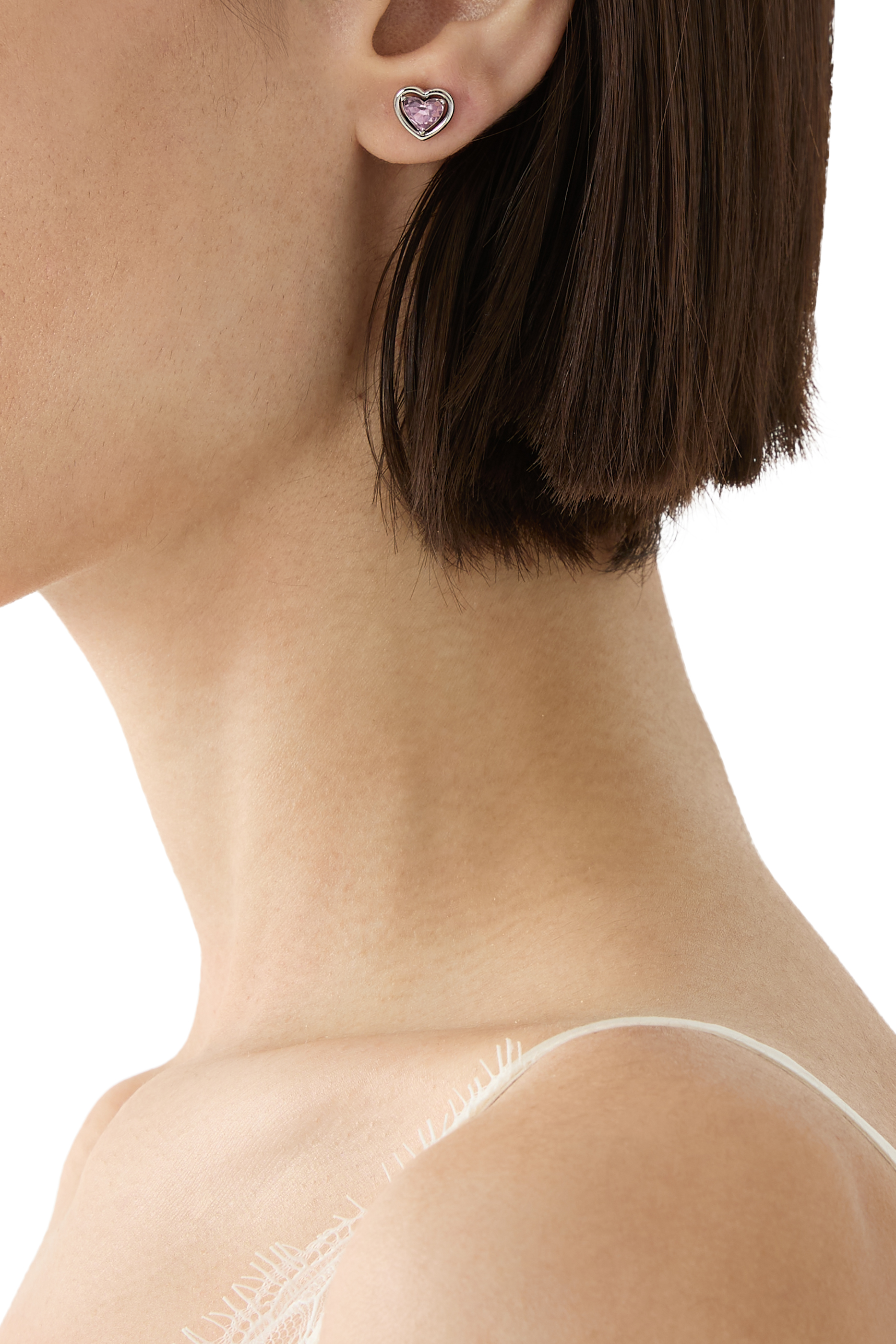 أقراط هالو بتصميم قلب، نحاس وكريستال زجاجي وتيتانيوم