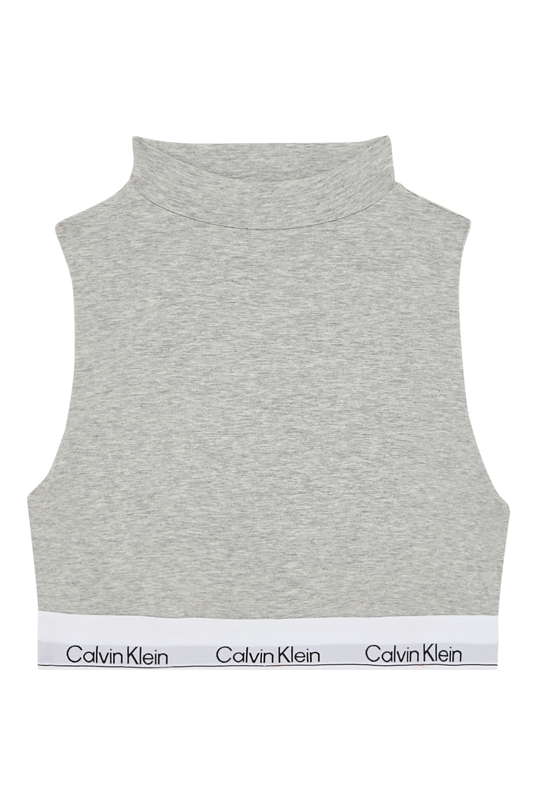 حمالة صدر ببطانة خفيفة وياقة ضيقة وشعار الماركة قطن مودال