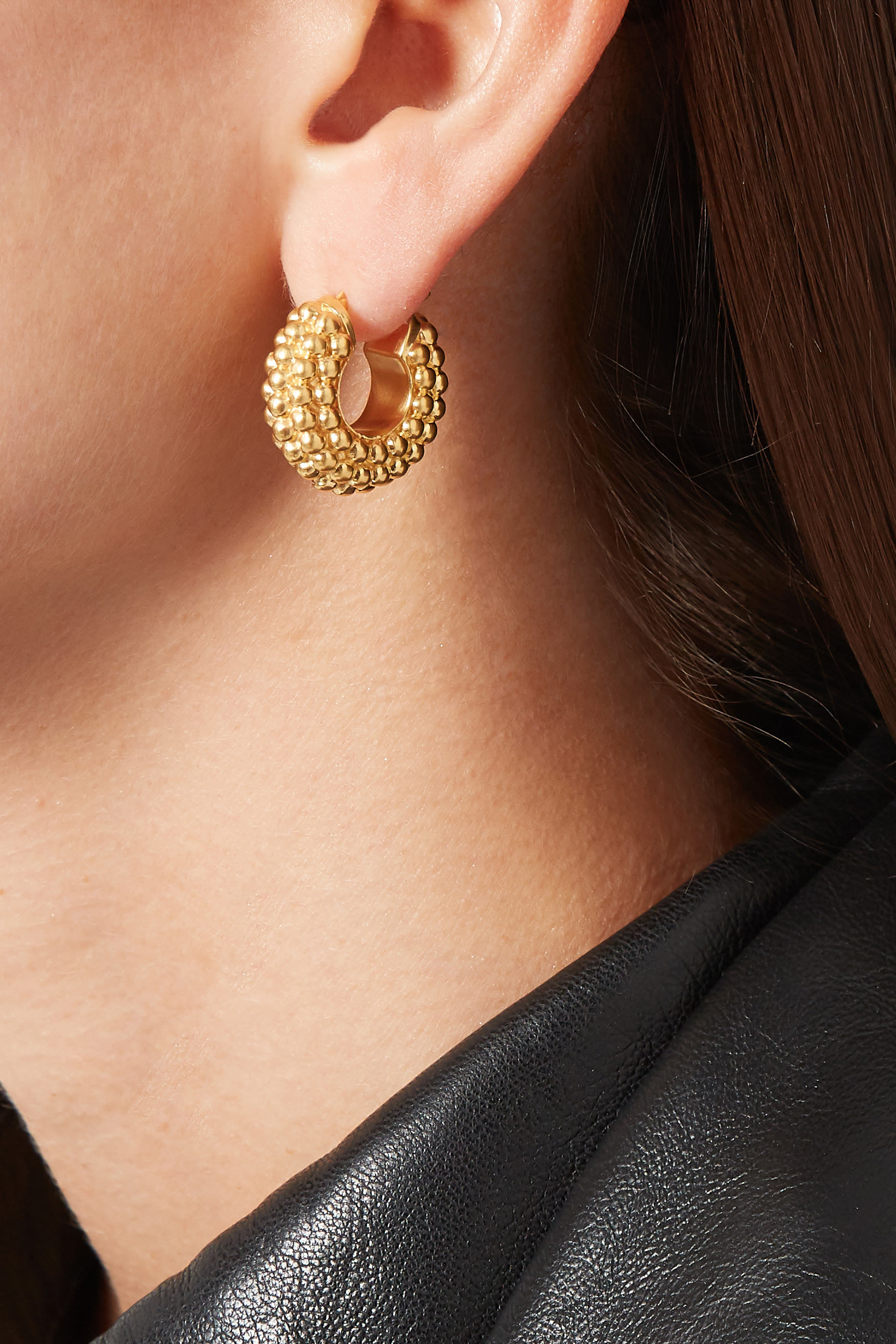 أقراط بايا دائرية فضة إسترلينية مطلية بالذهب