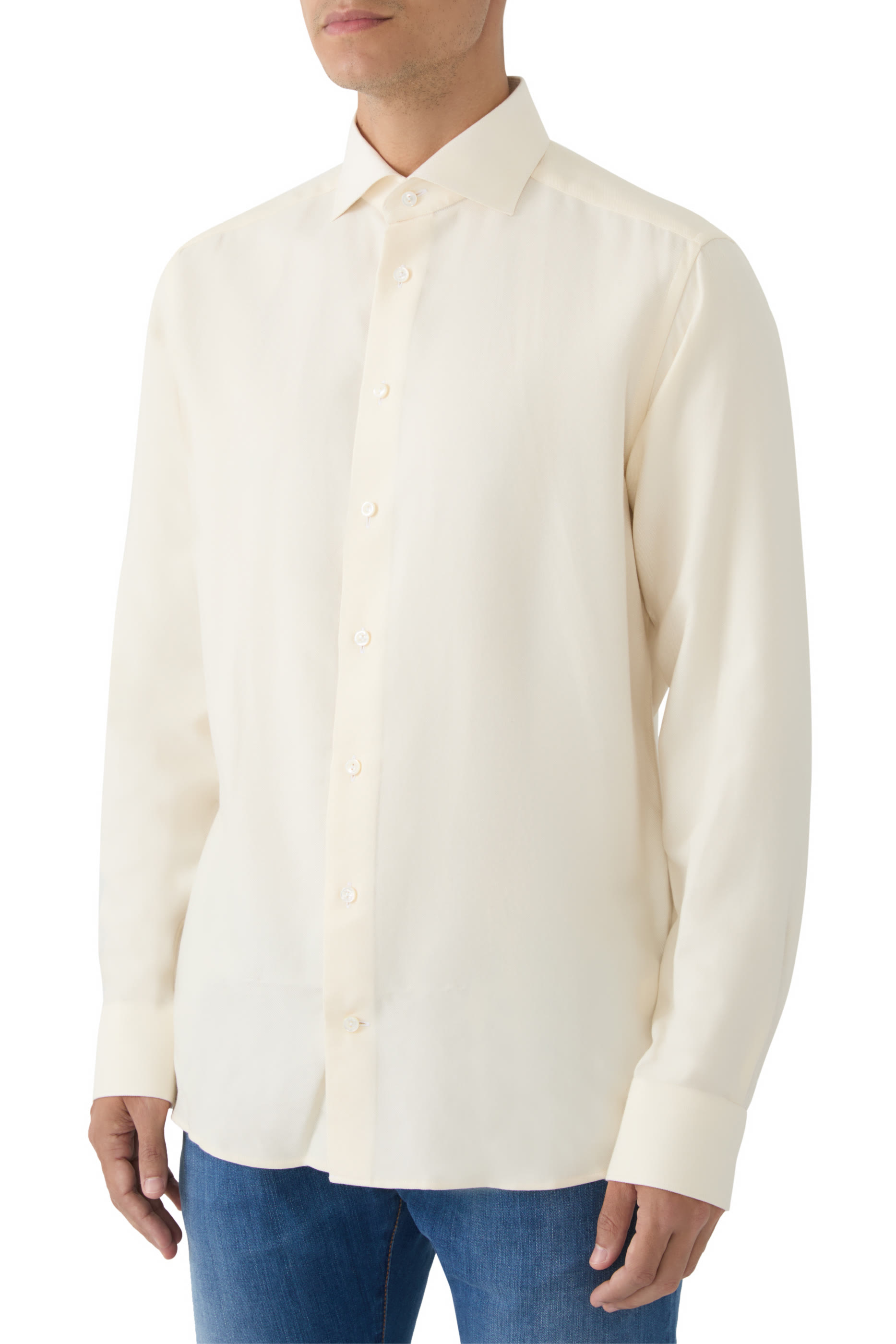 قميص سادة قطن كشمير حرير