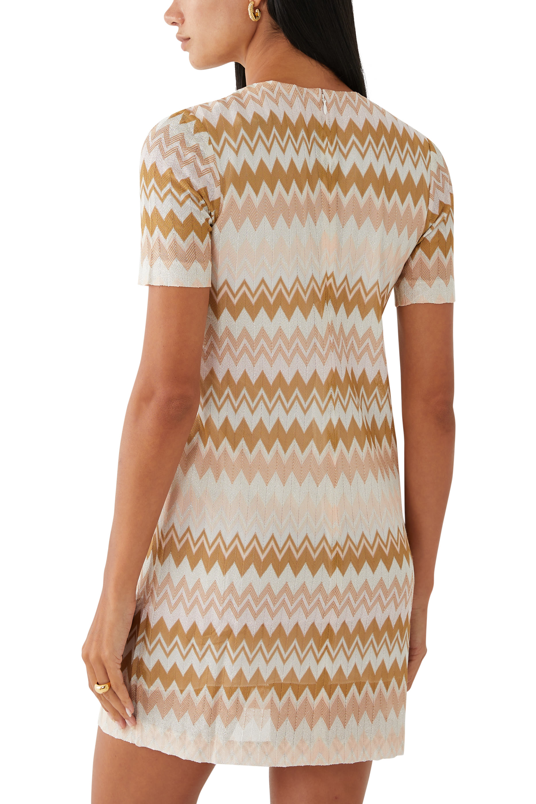 فستان قصير راشيل بنقشة خطوط متعرجة