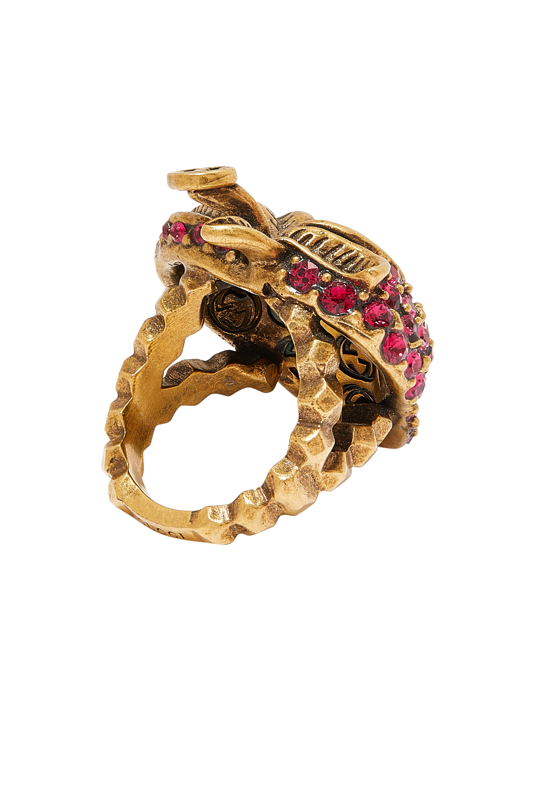 خاتم بتصميم فراولة مرصع بالكريستال