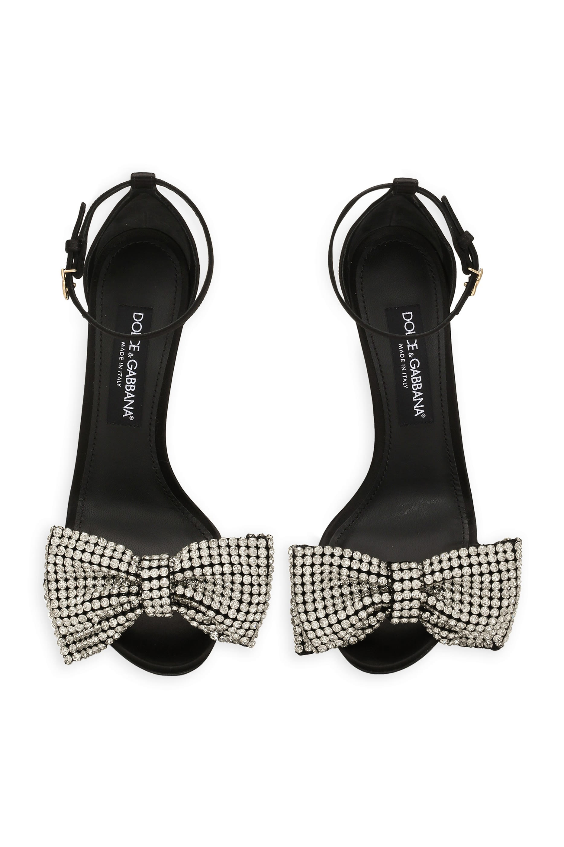 صندل ساتان 105 مزين بربطة فيونكة مرصعة بكريستال