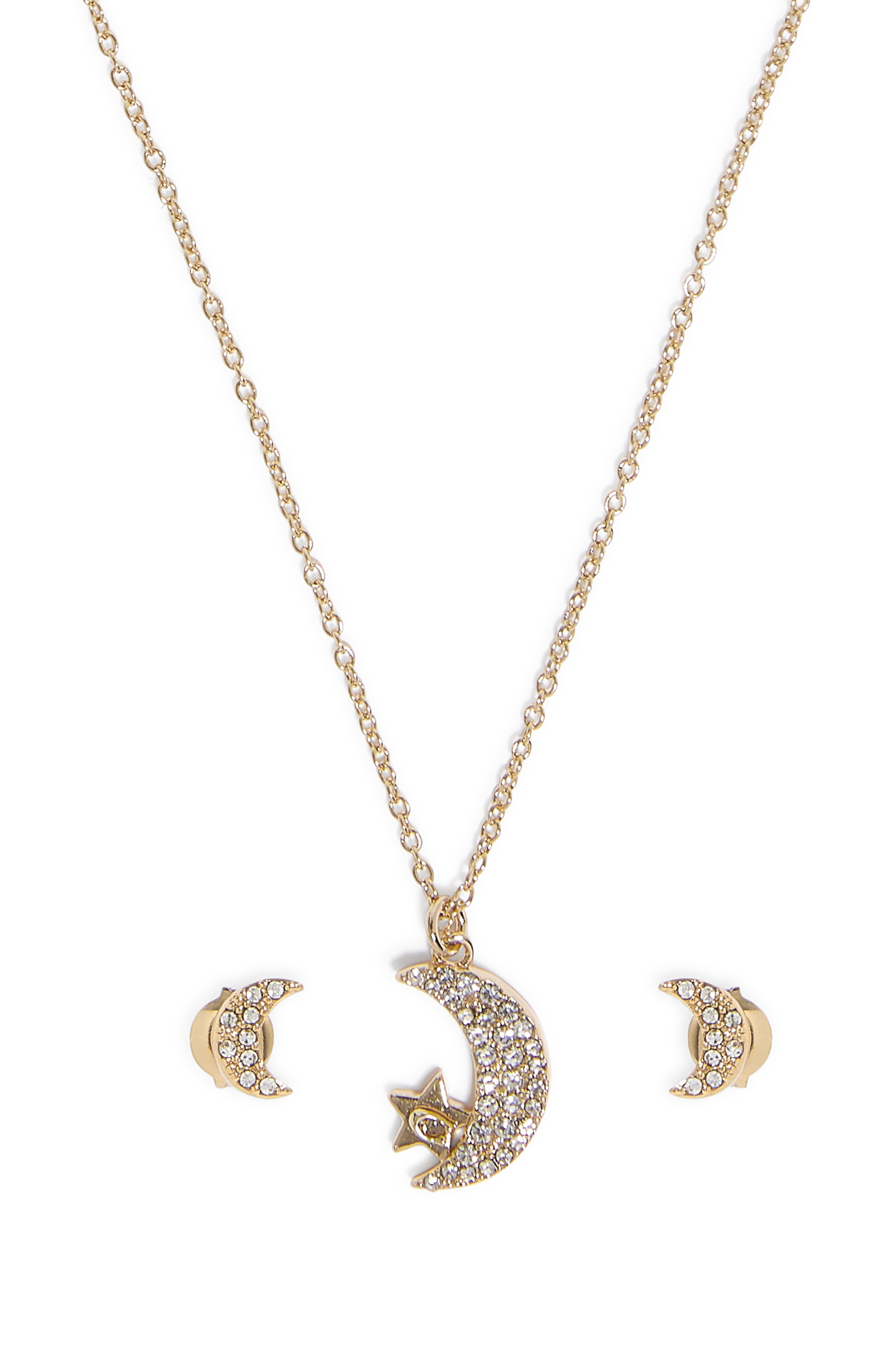 طقم أقراك وقلادة بحلي بتصميم قمر